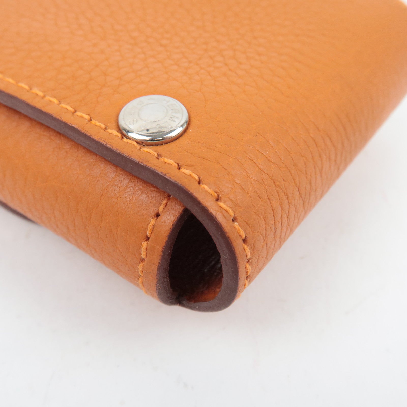 HERMES Etui Carte PM Playing Card Case □O Stamp (2011) Taurillon Clemence Orange Silver HDW *Deck of cards