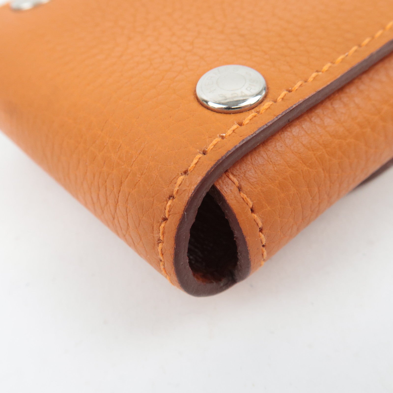 HERMES Etui Carte PM Playing Card Case □O Stamp (2011) Taurillon Clemence Orange Silver HDW *Deck of cards