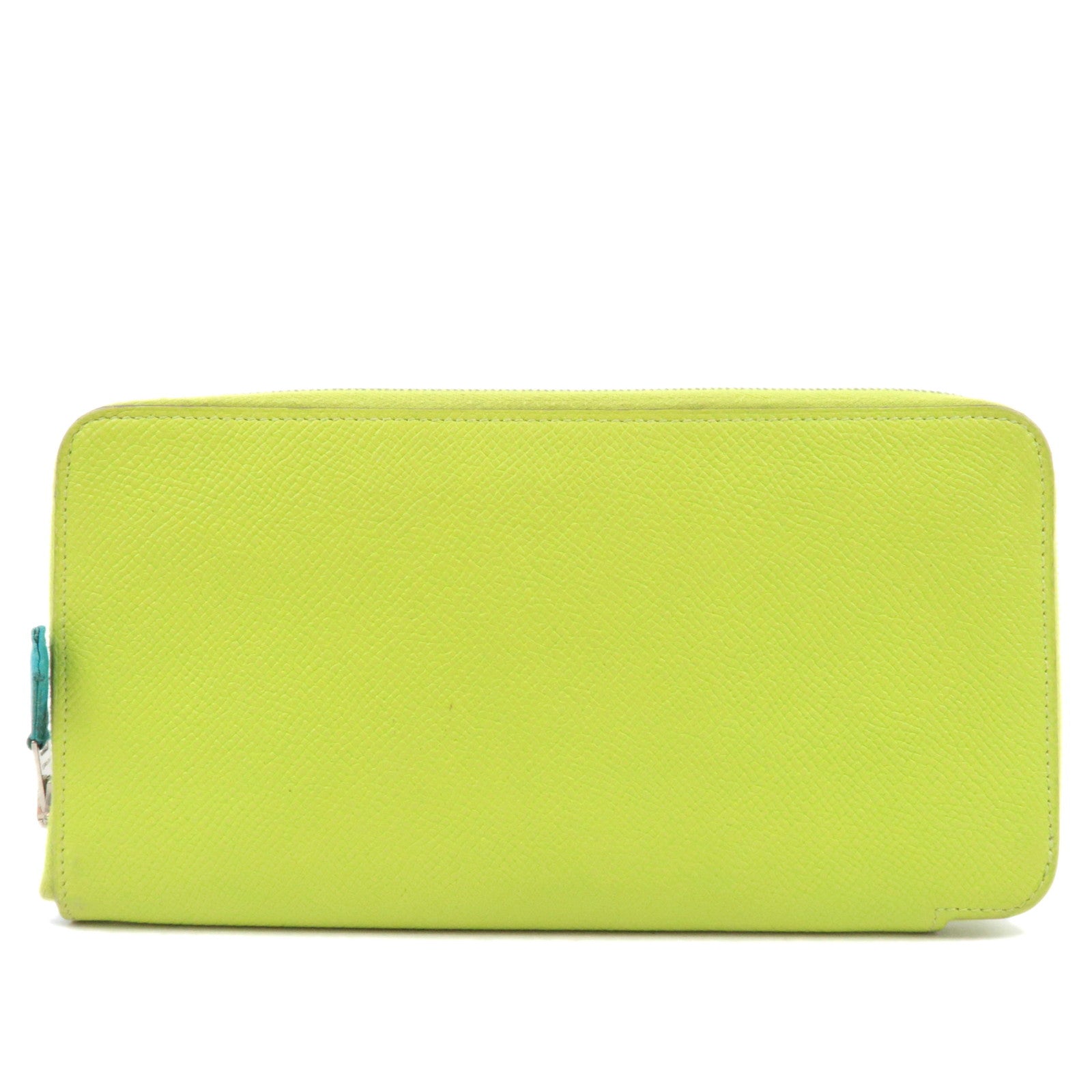 HERMES Azap Long Silk In Veau Epsom Long Wallet □O Stamp (2011) Green87402