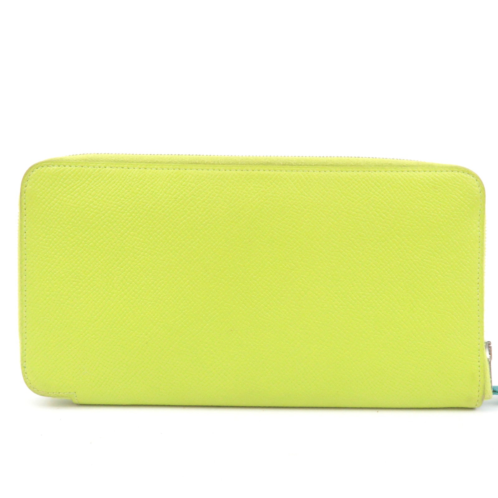 HERMES Azap Long Silk In Veau Epsom Long Wallet □O Stamp (2011) Green