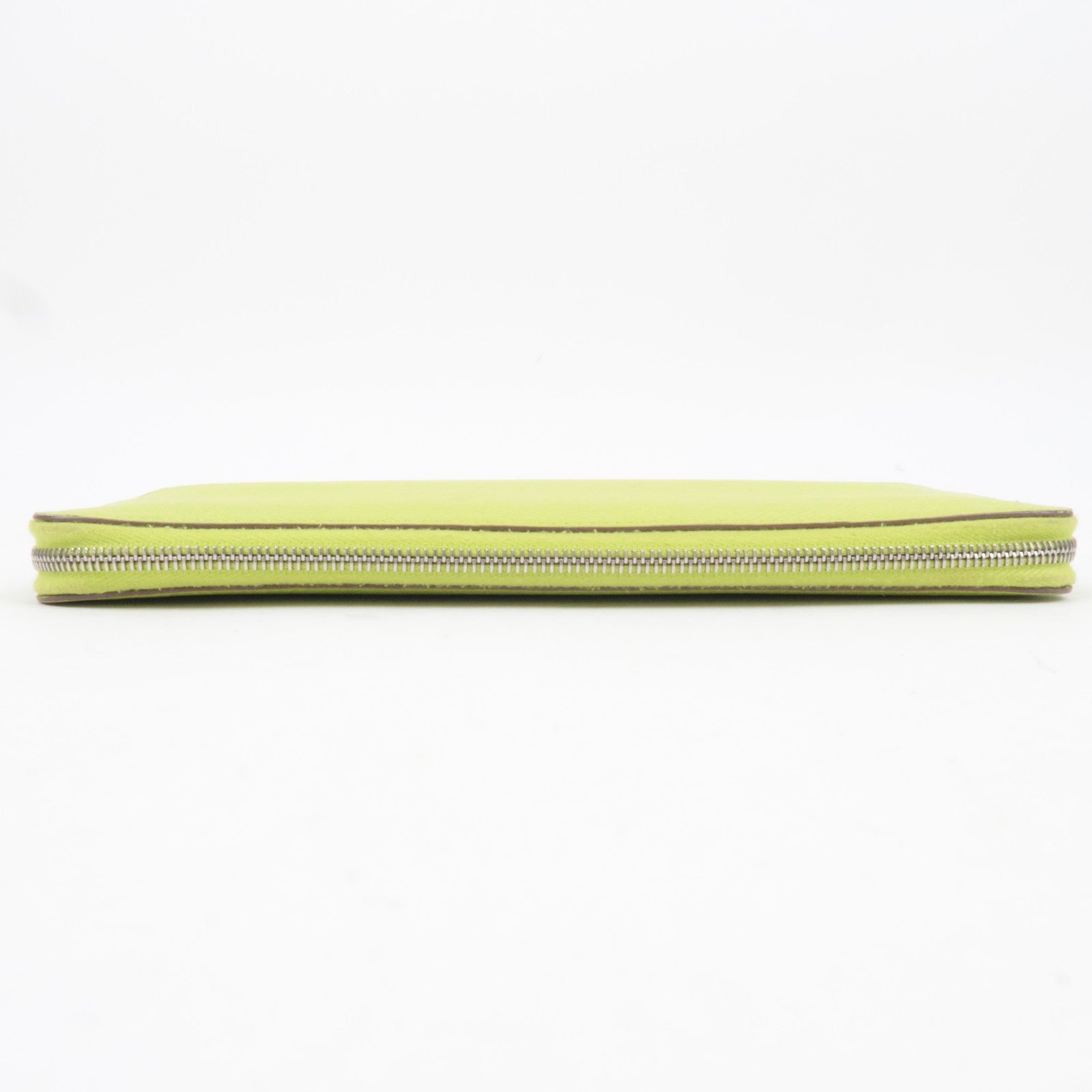 HERMES Azap Long Silk In Veau Epsom Long Wallet □O Stamp (2011) Green