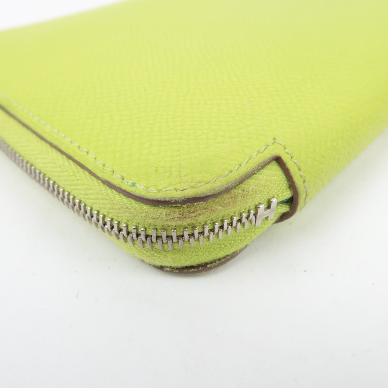 HERMES Azap Long Silk In Veau Epsom Long Wallet □O Stamp (2011) Green