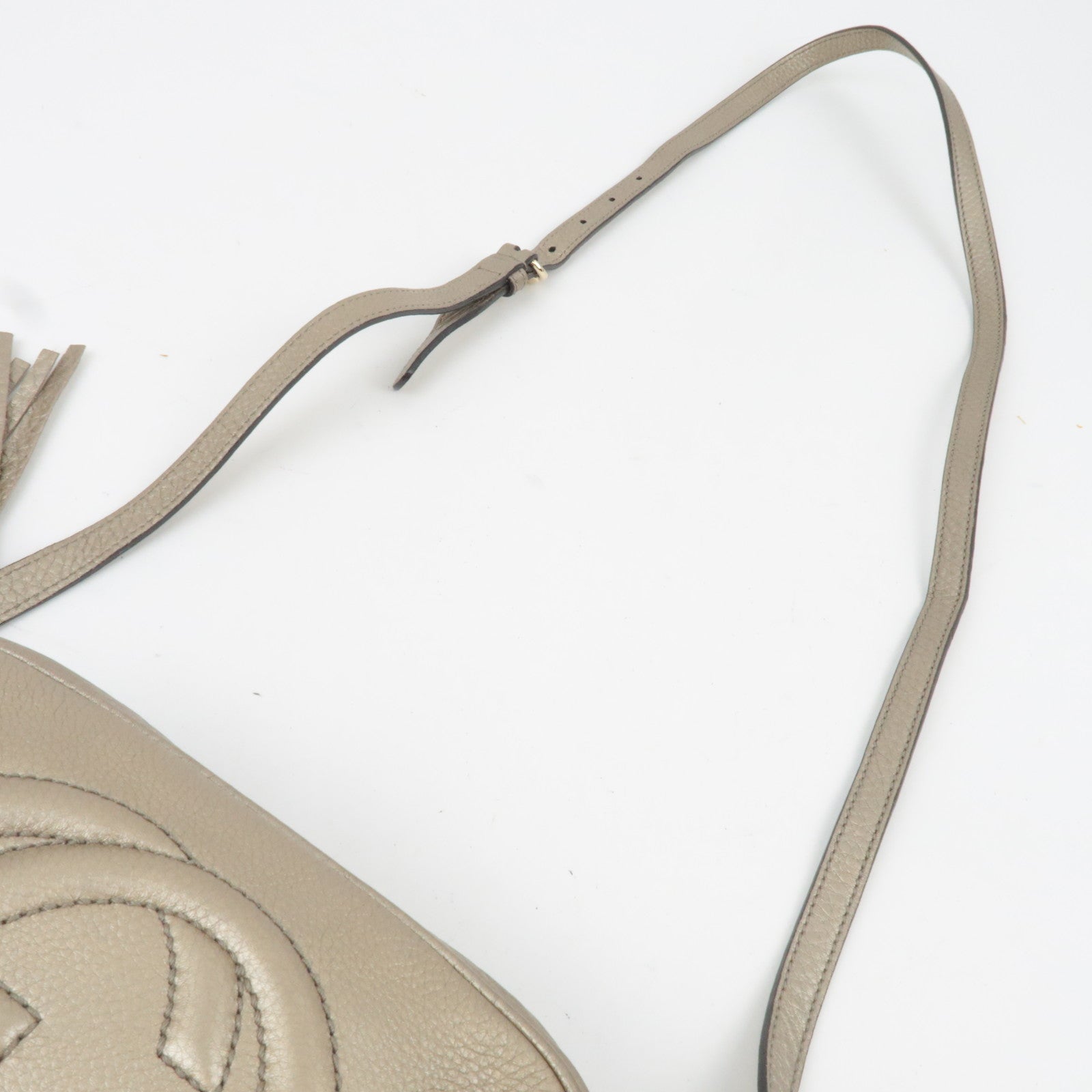 GUCCI Soho Interlocking G Disco Bag Leather Shoulder Bag Gold 308364