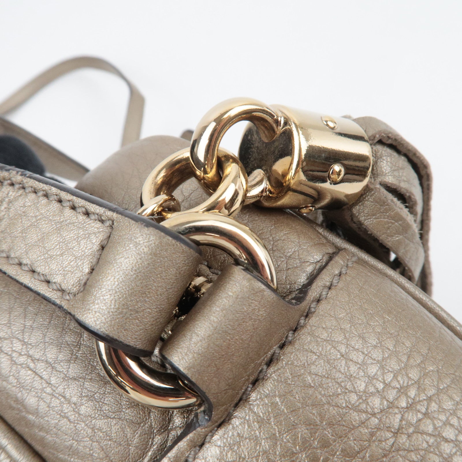 GUCCI Soho Interlocking G Disco Bag Leather Shoulder Bag Gold 308364