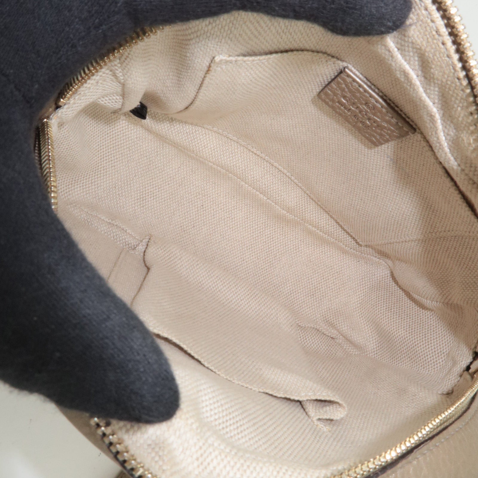 GUCCI Soho Interlocking G Disco Bag Leather Shoulder Bag Gold 308364