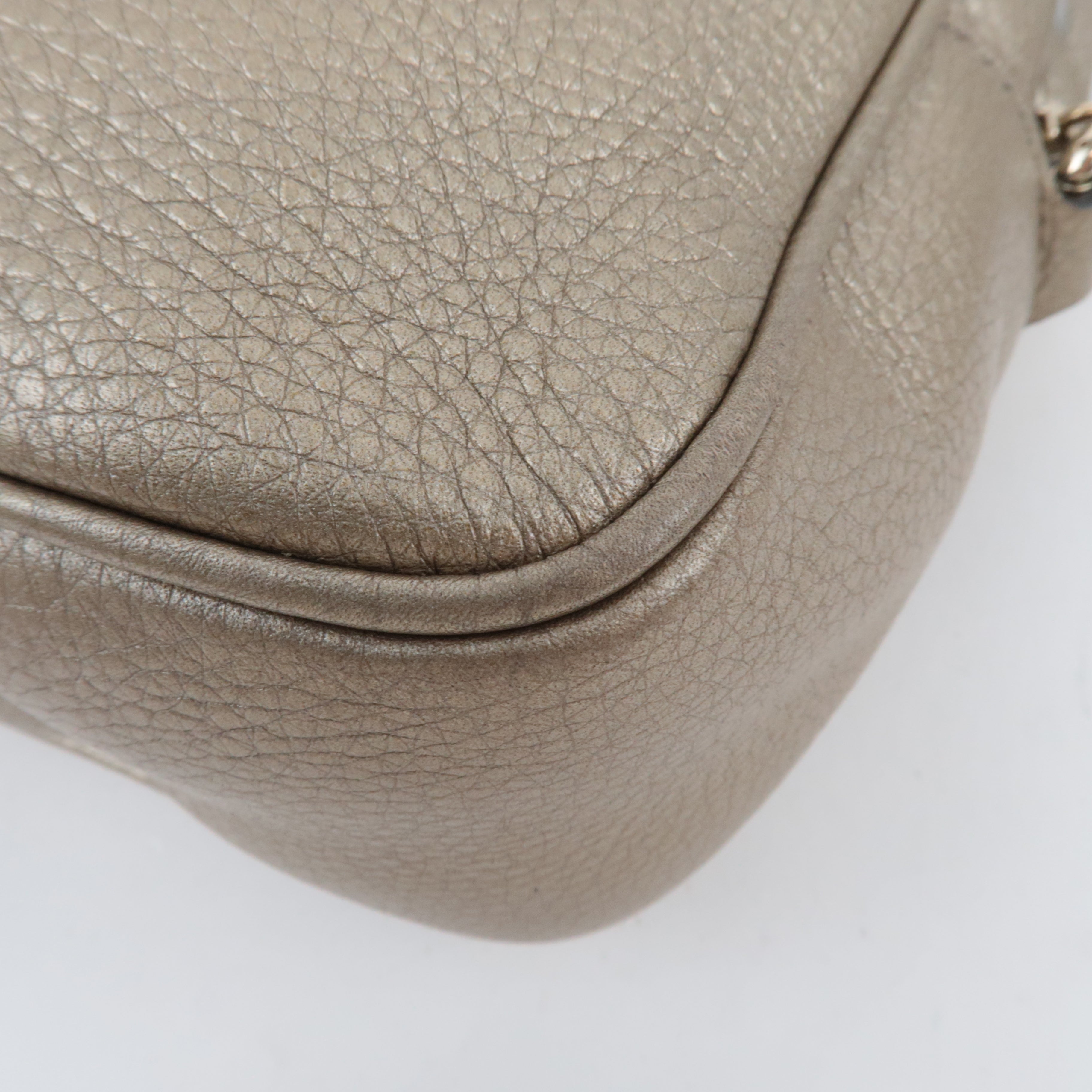 GUCCI Soho Interlocking G Disco Bag Leather Shoulder Bag Gold 308364