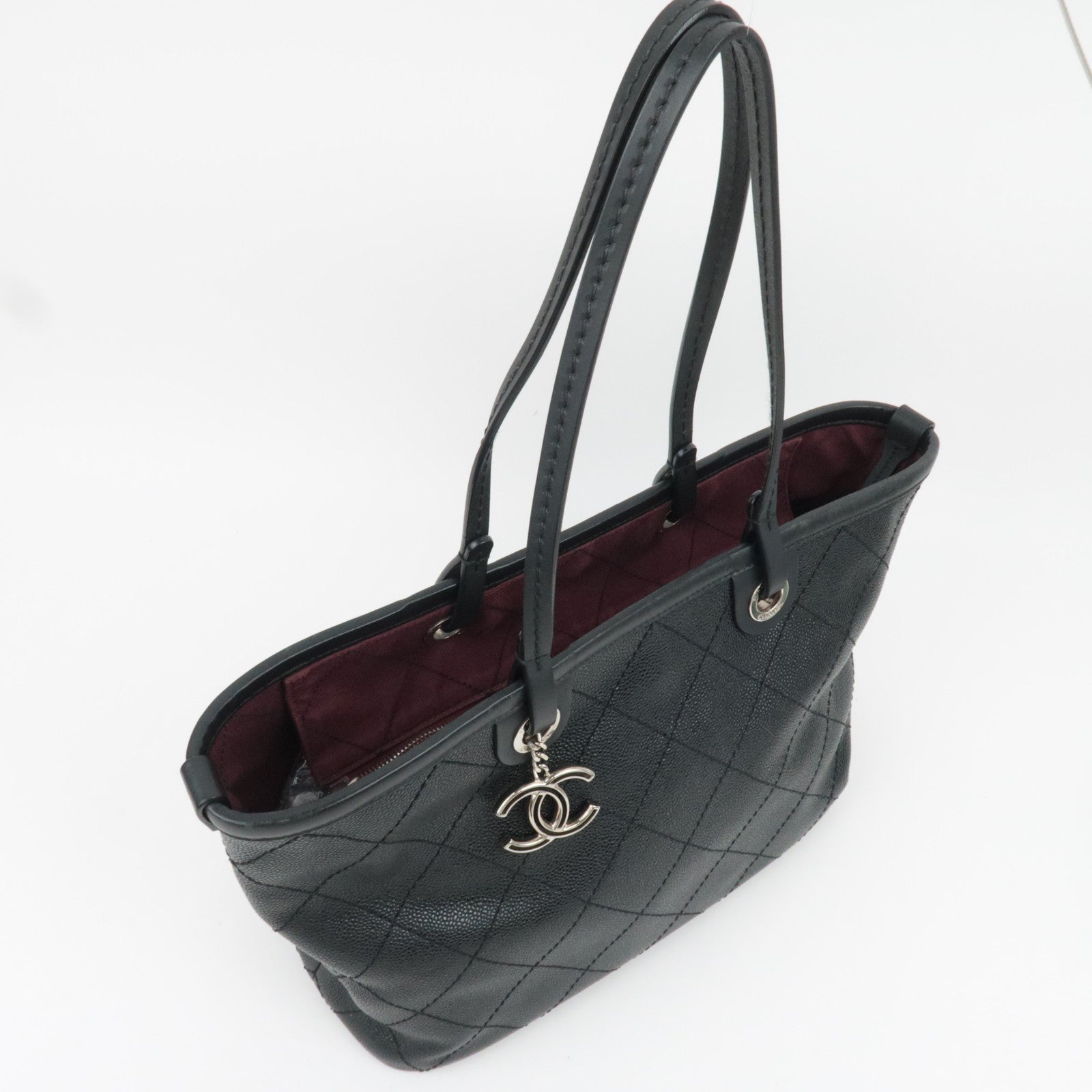 CHANEL On The Road Caviarskin Tote Bag Black
