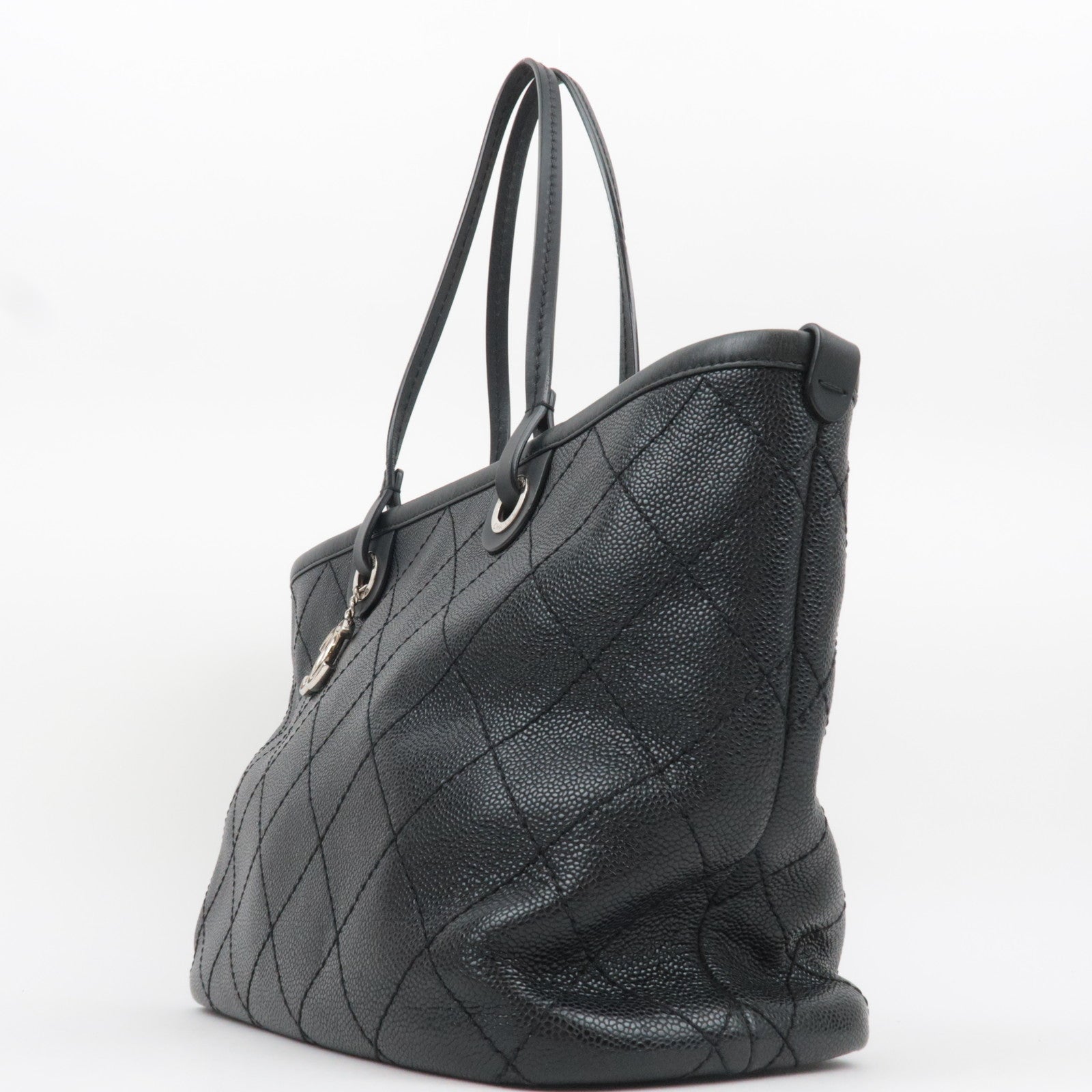 CHANEL On The Road Caviarskin Tote Bag Black