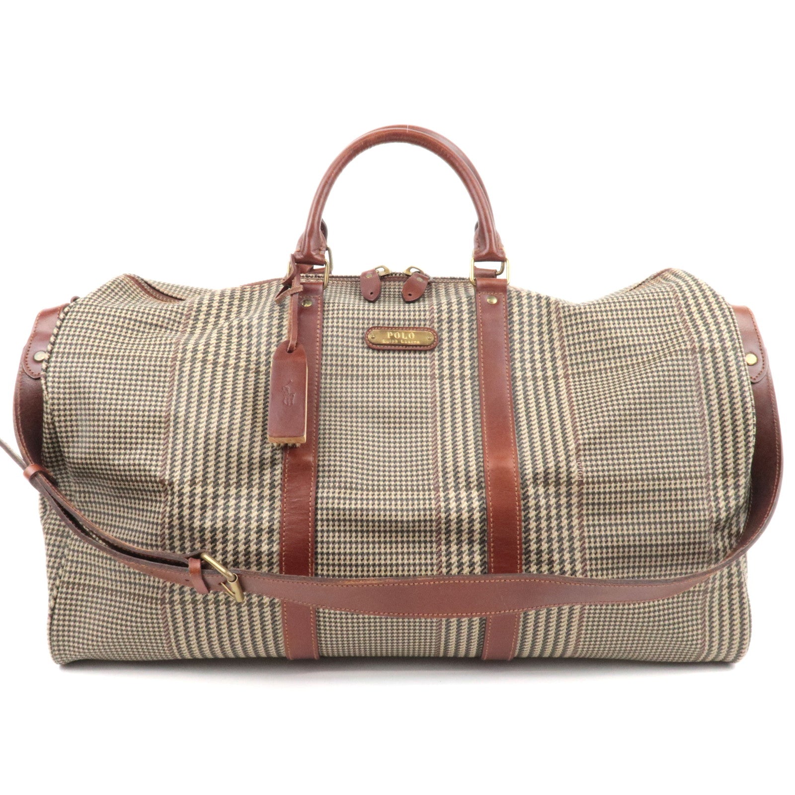 POLO Ralph Lauren Plaid 2Way Travel Bag PVC Beige87428