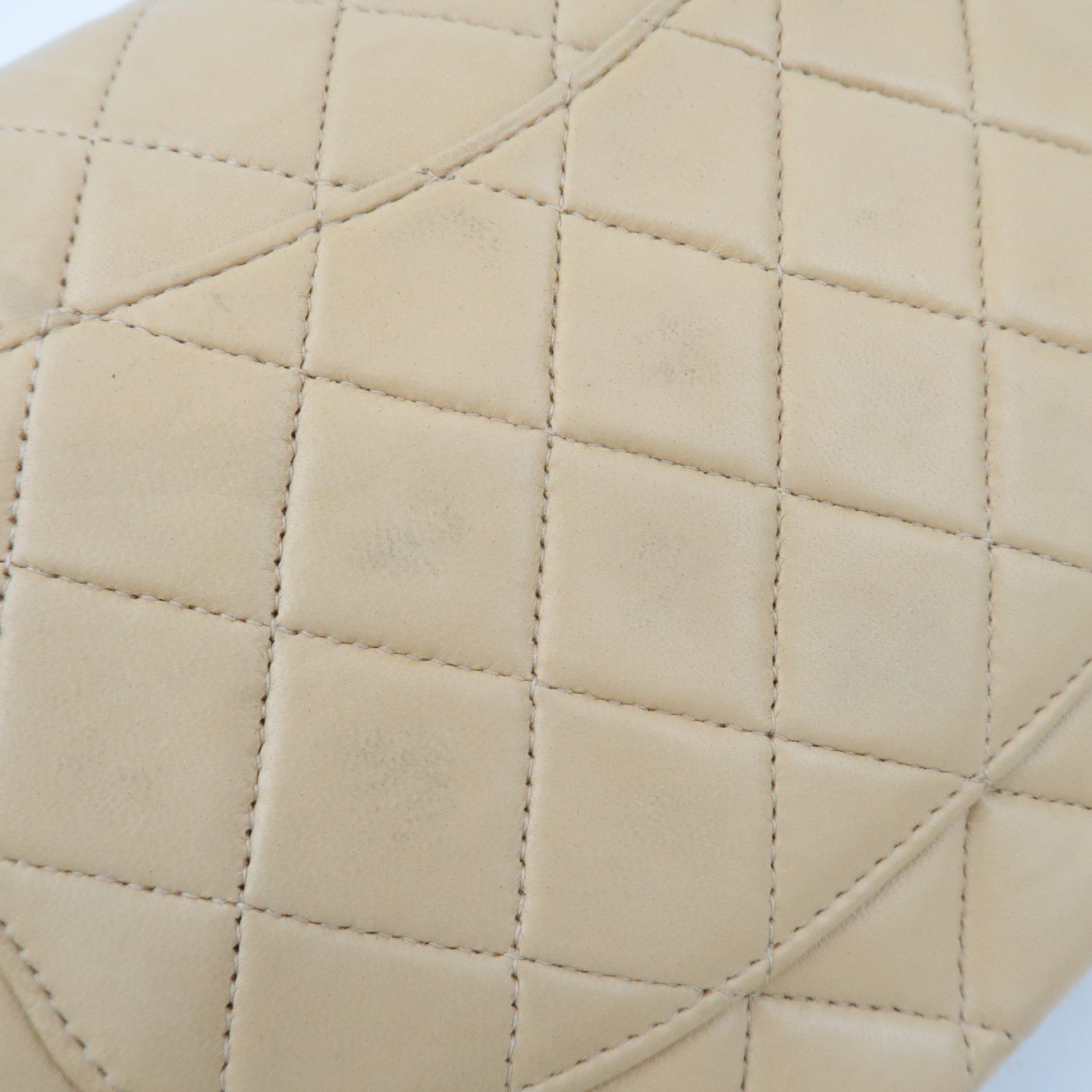 CHANEL Matelasse Lambskin Double Flap Chain Shoulder Bag Beige