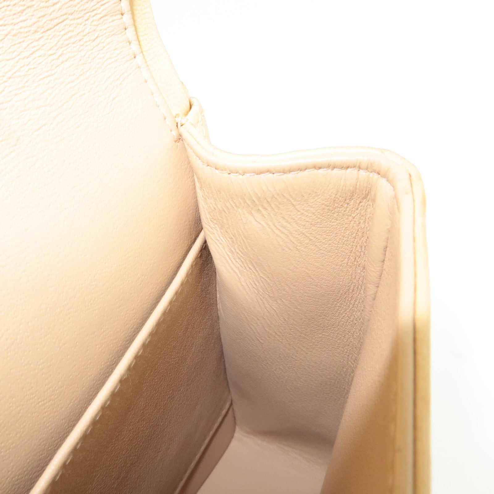 CHANEL Matelasse Lambskin Double Flap Chain Shoulder Bag Beige