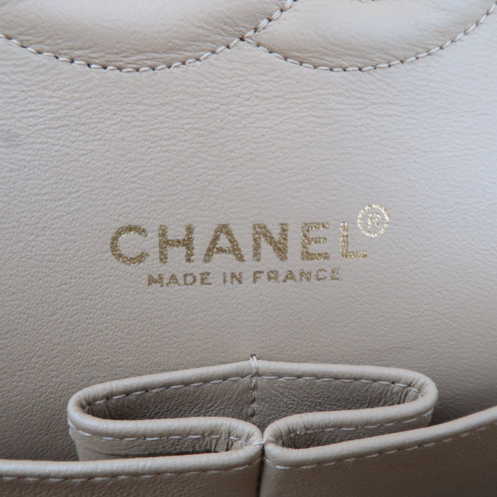 CHANEL Matelasse Lambskin Double Flap Chain Shoulder Bag Beige