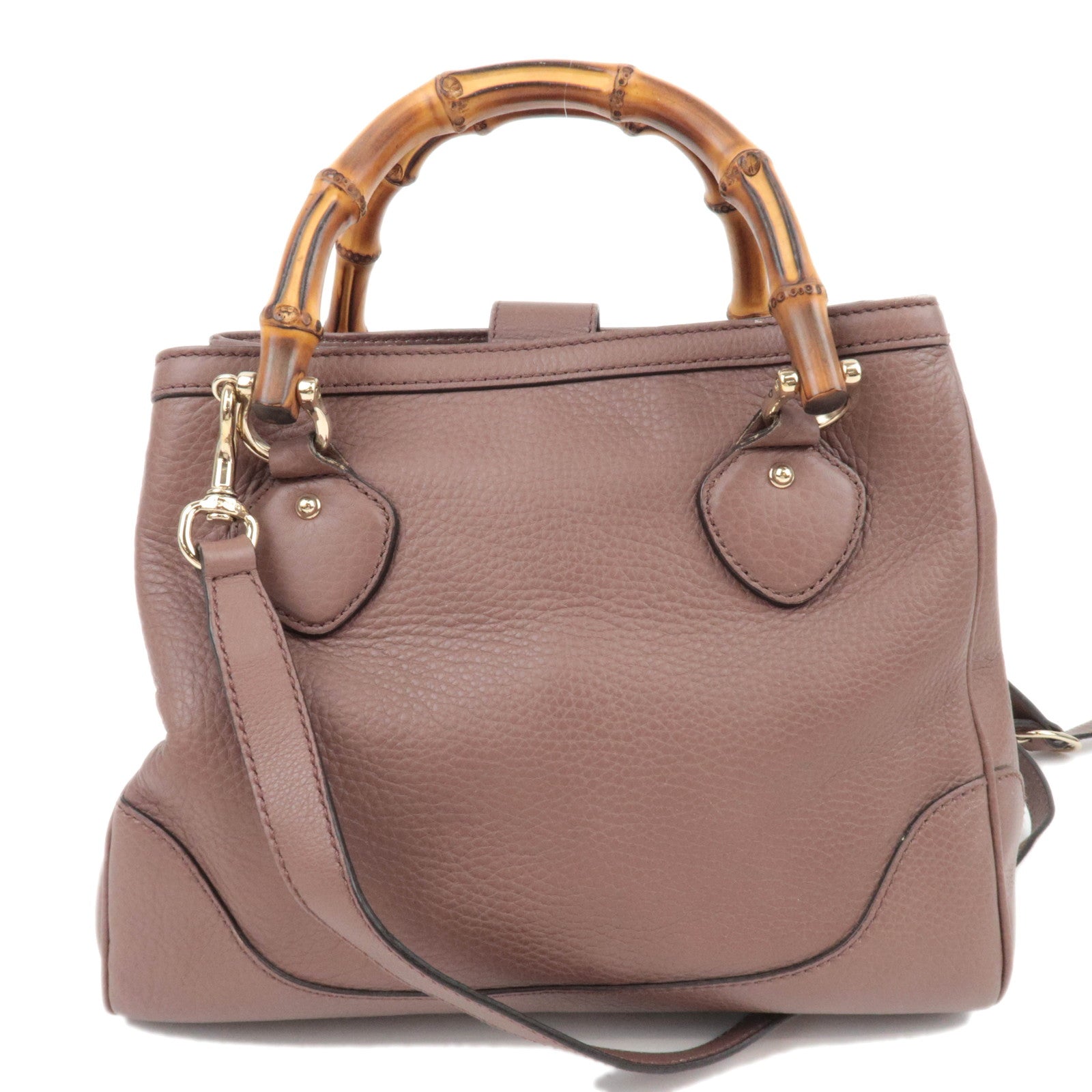GUCCI Bamboo 2Way Leather Handbag Greige 30836087433