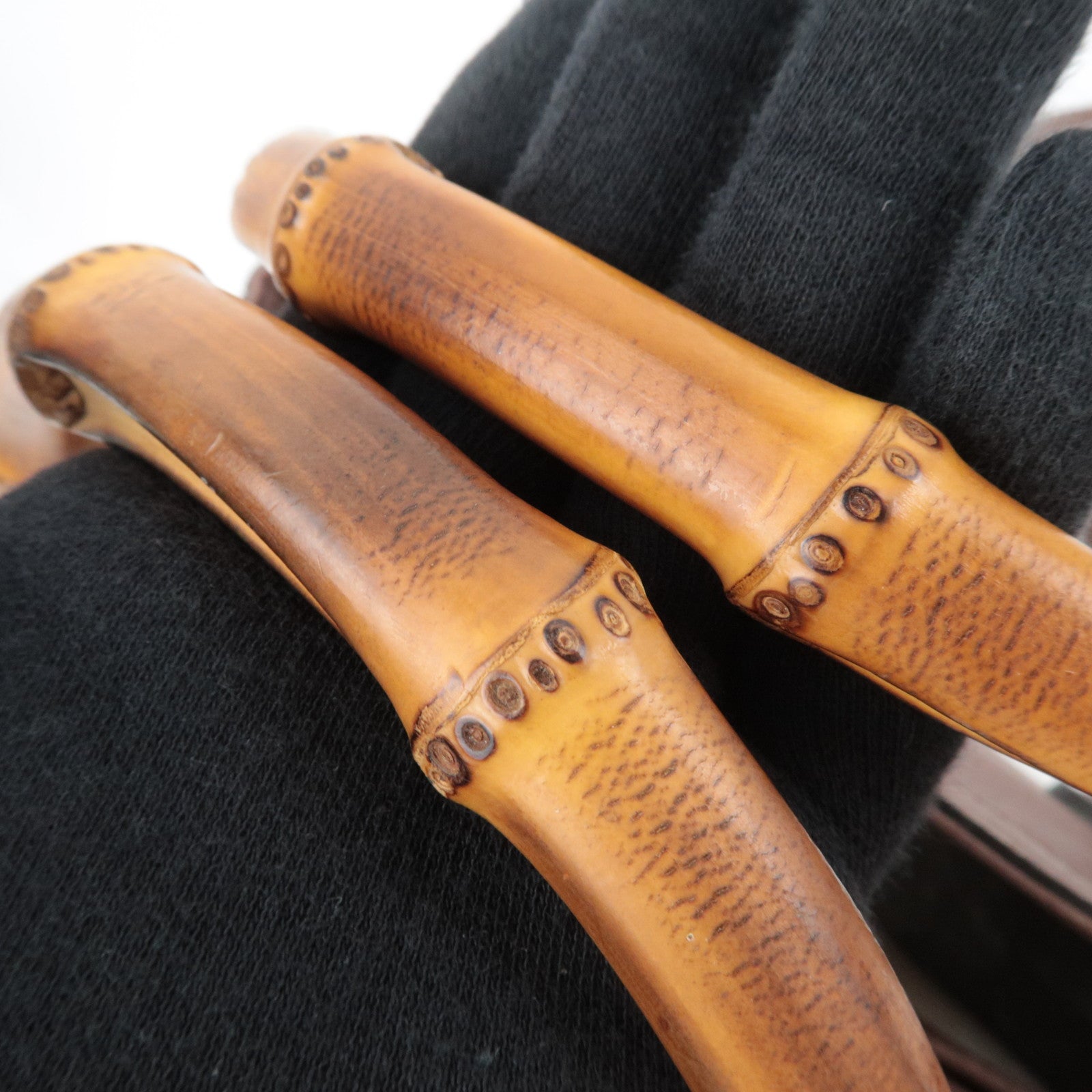 GUCCI Bamboo 2Way Leather Handbag Greige 308360