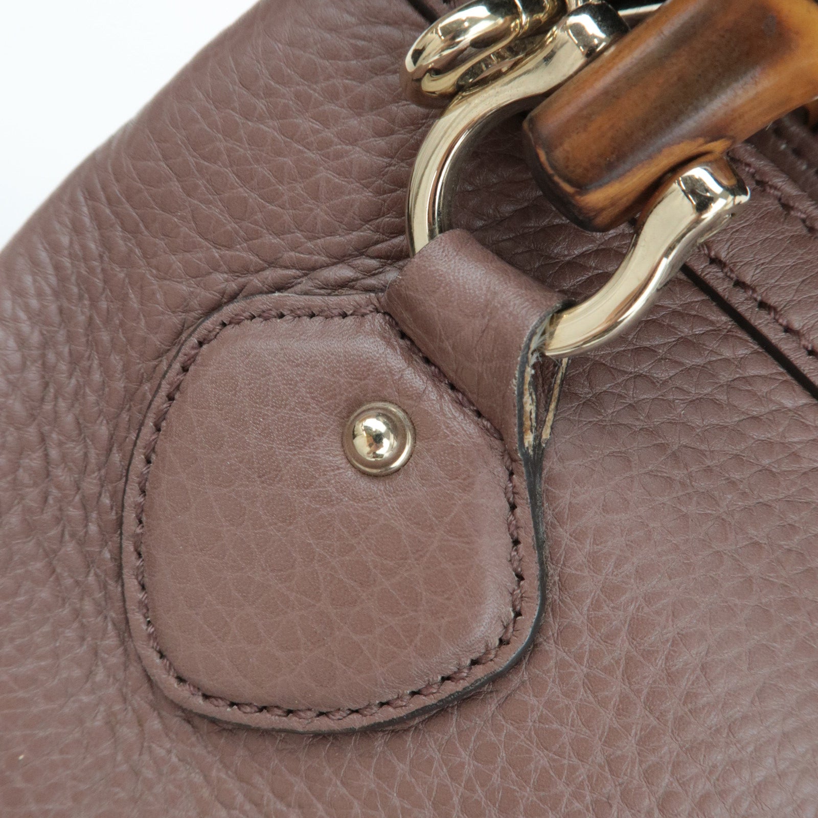 GUCCI Bamboo 2Way Leather Handbag Greige 308360