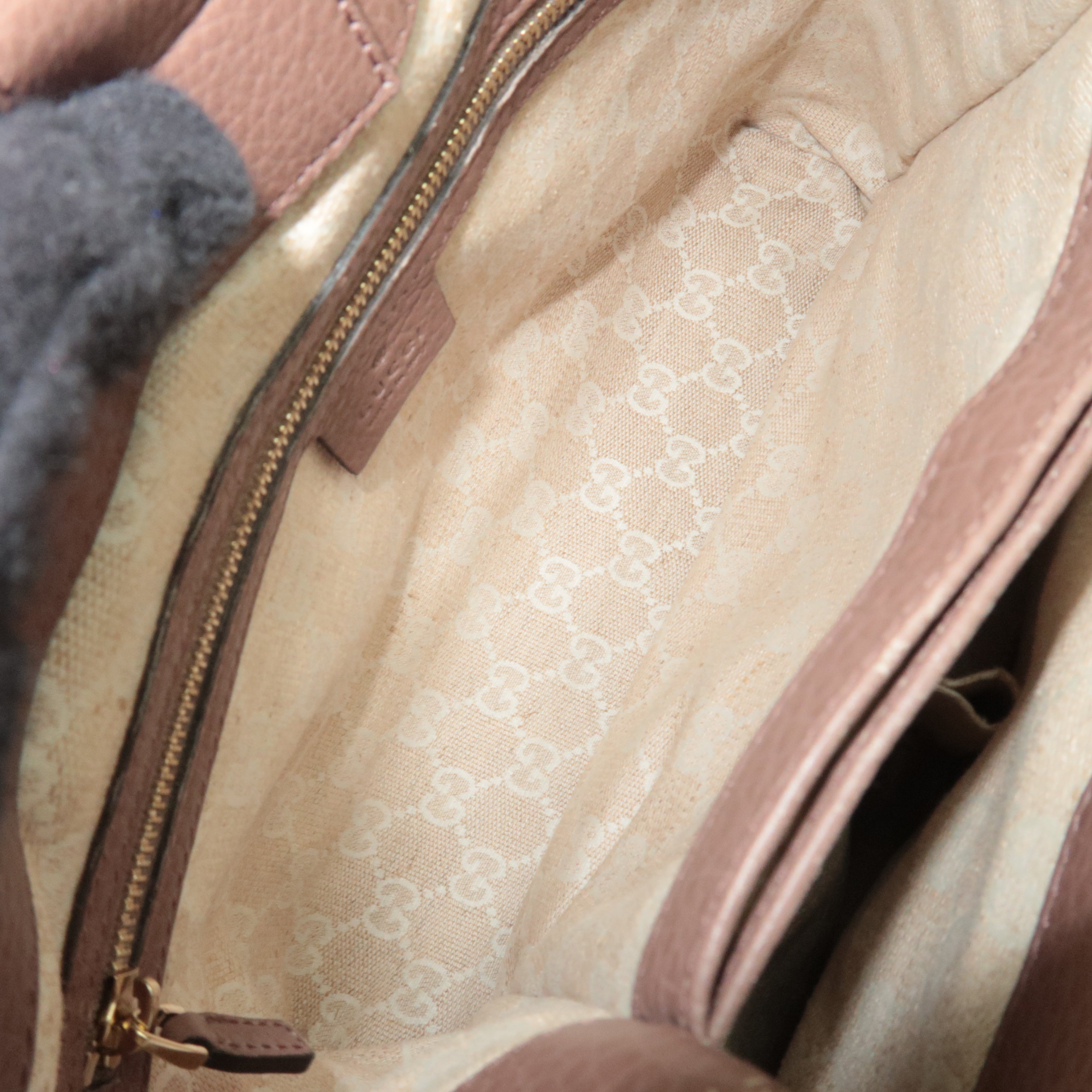GUCCI Bamboo 2Way Leather Handbag Greige 308360