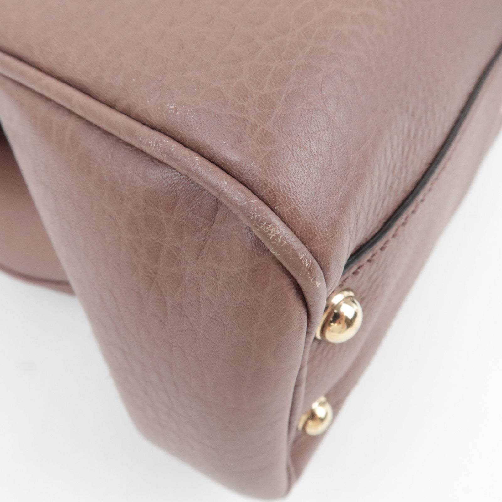 GUCCI Bamboo 2Way Leather Handbag Greige 308360