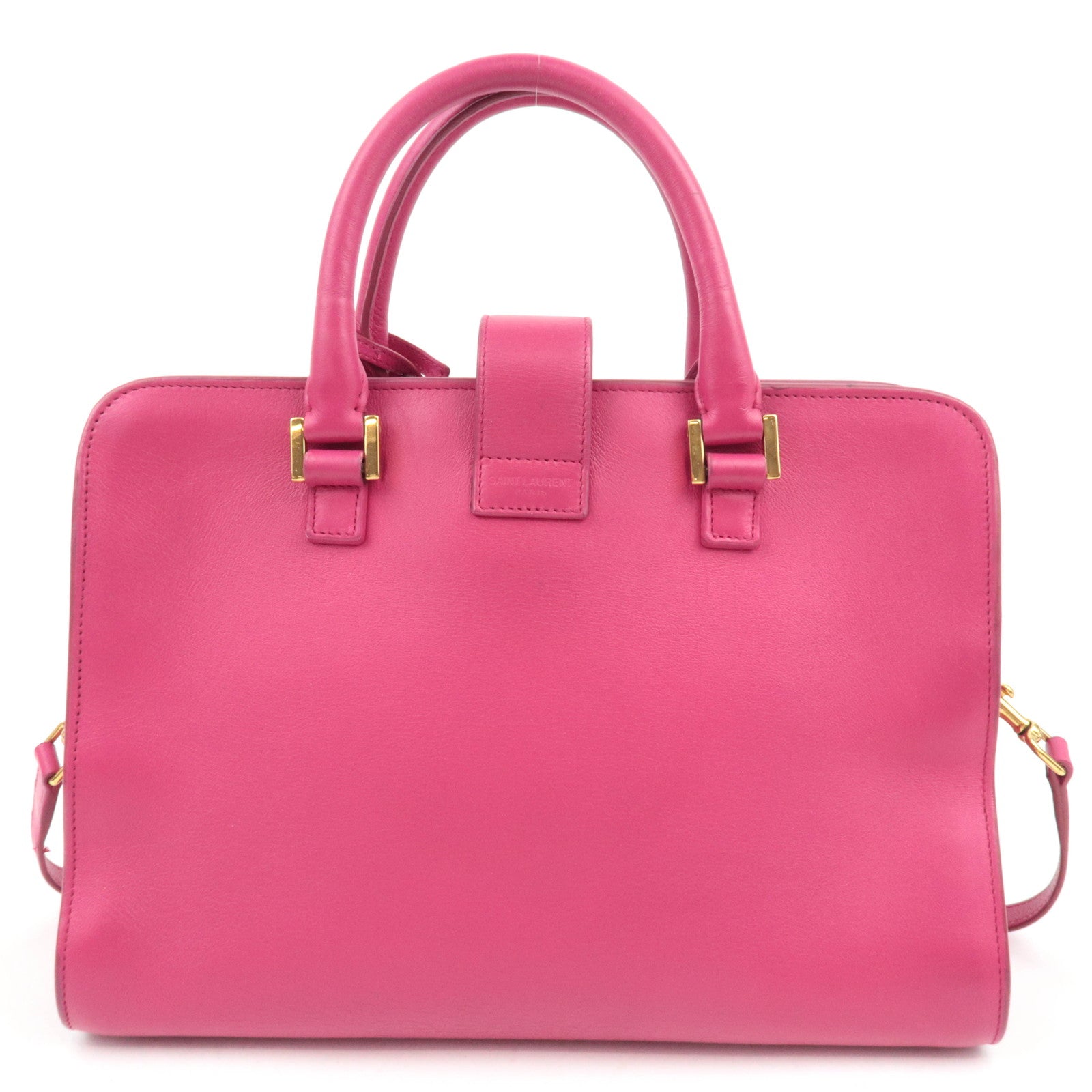 SAINT LAURENT YSL Baby Cabas Leather 2Way Handbag Pink *Strap, Clochette