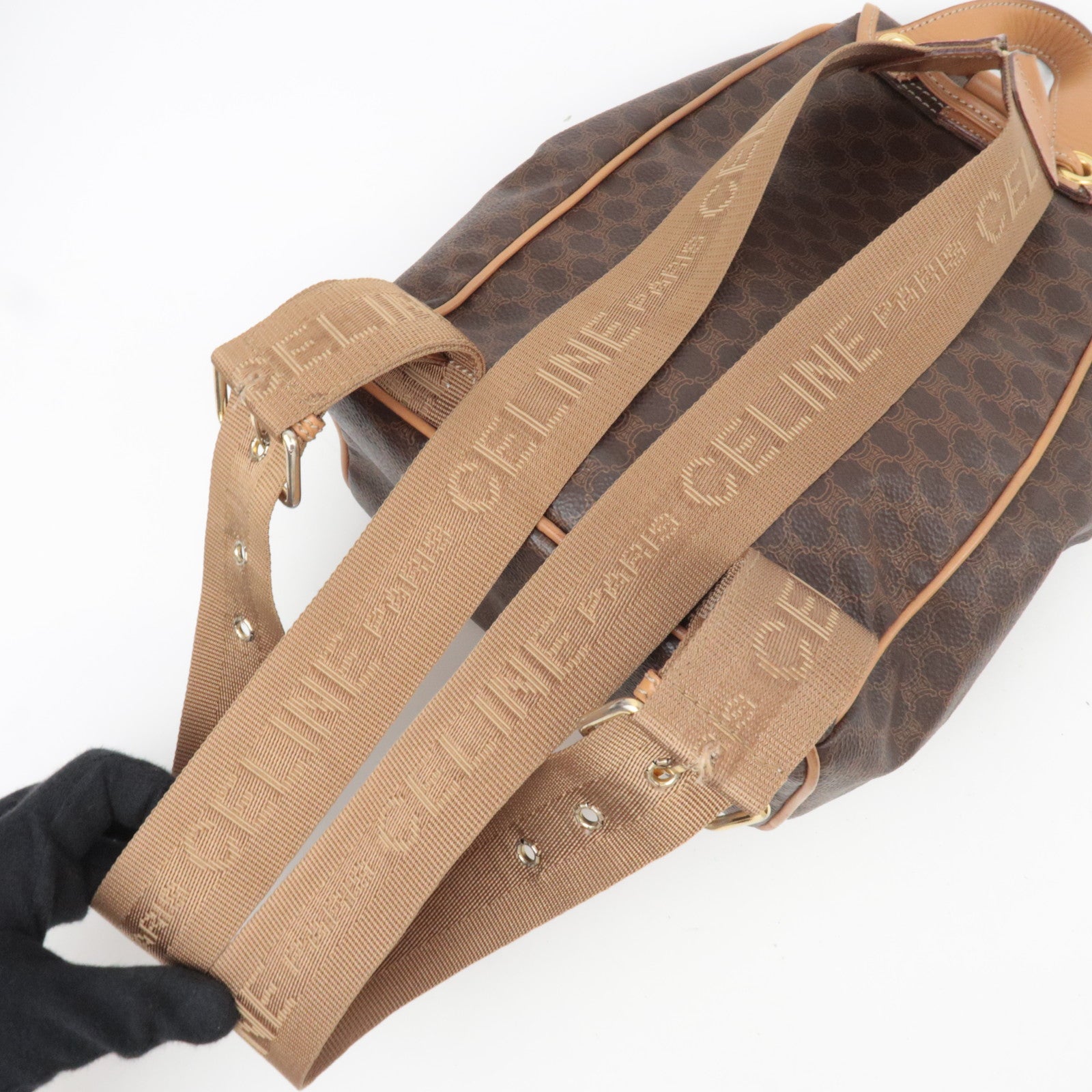 CELINE Macadam PVC Leather Backpack Brown
