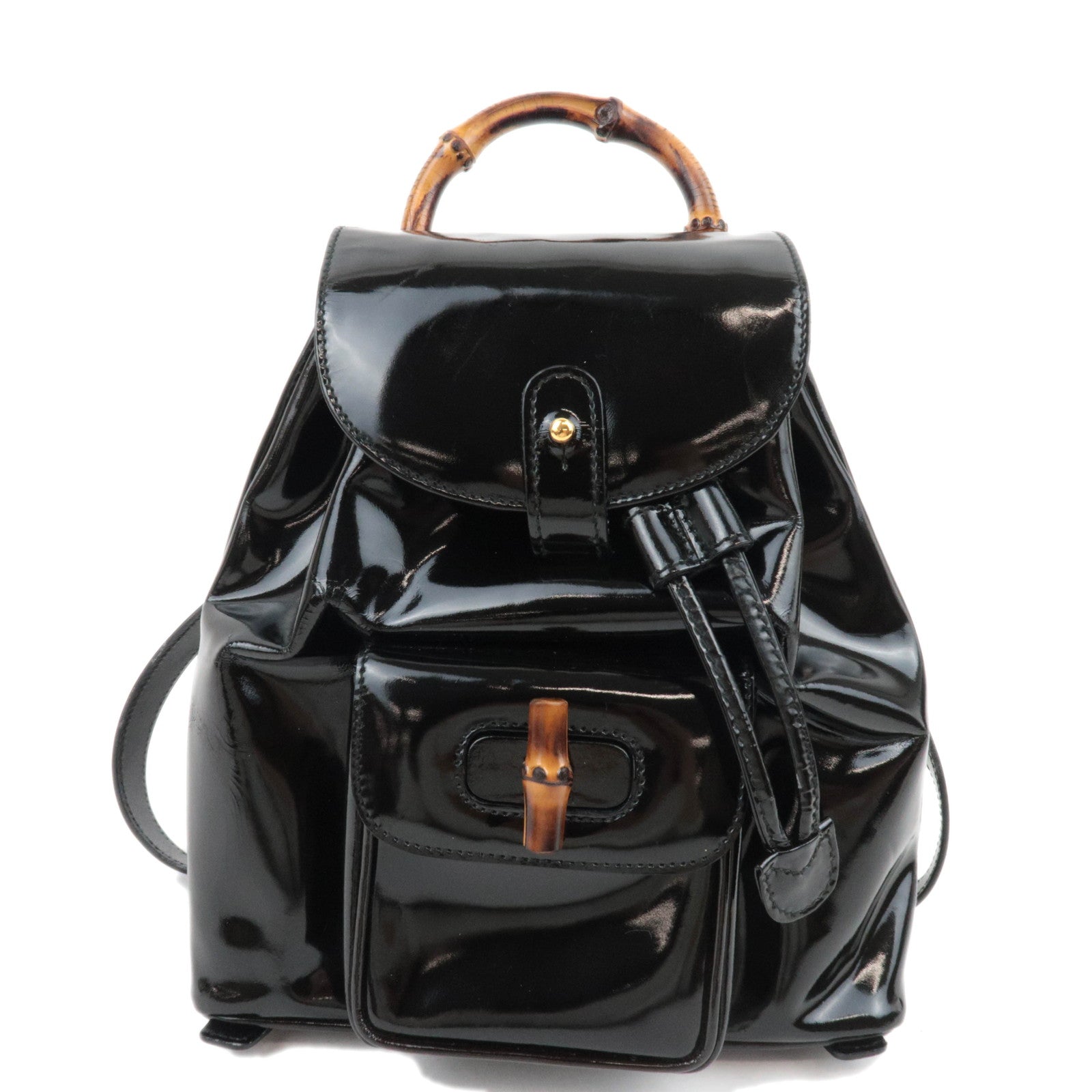 GUCCI Bamboo Mini Patent Backpack Black 003.170587452