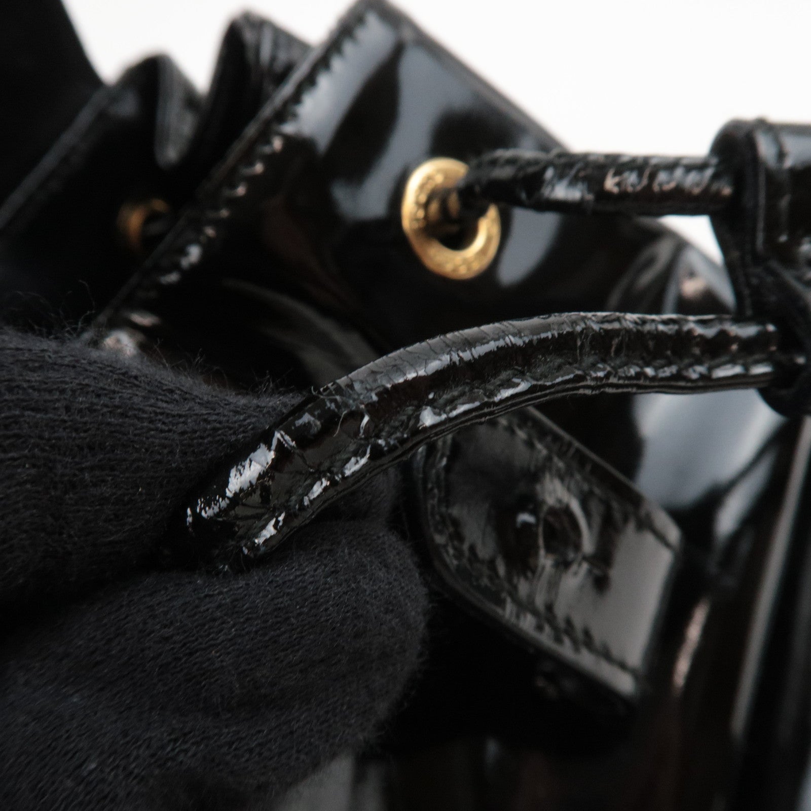 GUCCI Bamboo Mini Patent Backpack Black 003.1705