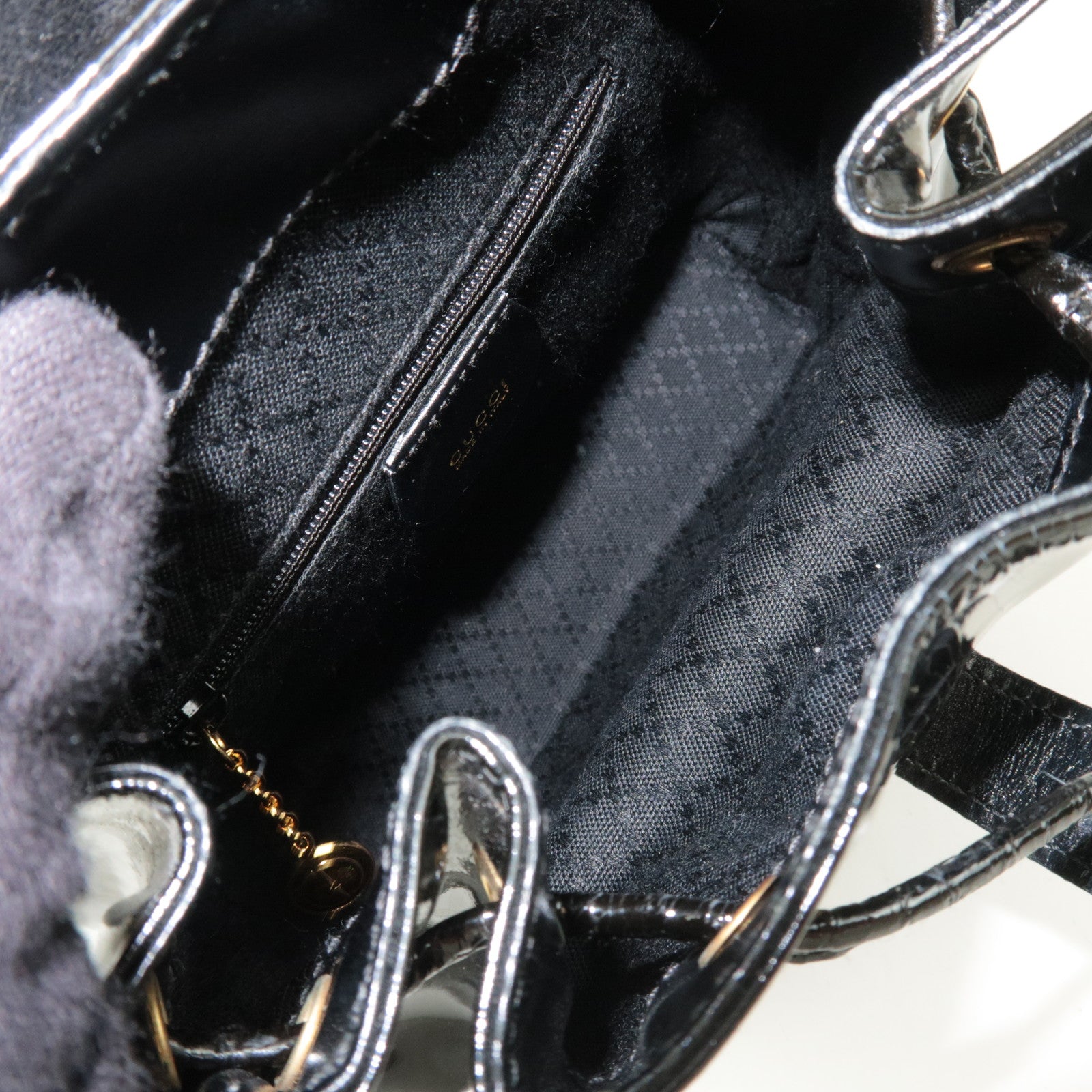 GUCCI Bamboo Mini Patent Backpack Black 003.1705