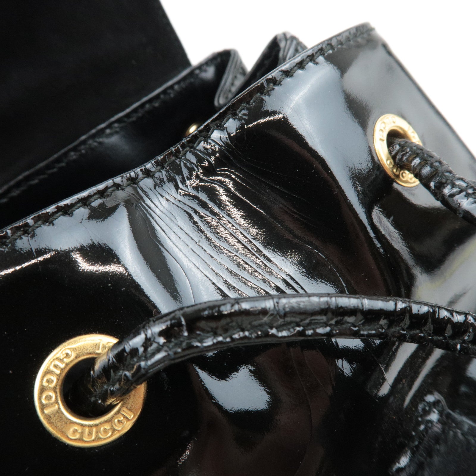 GUCCI Bamboo Mini Patent Backpack Black 003.1705