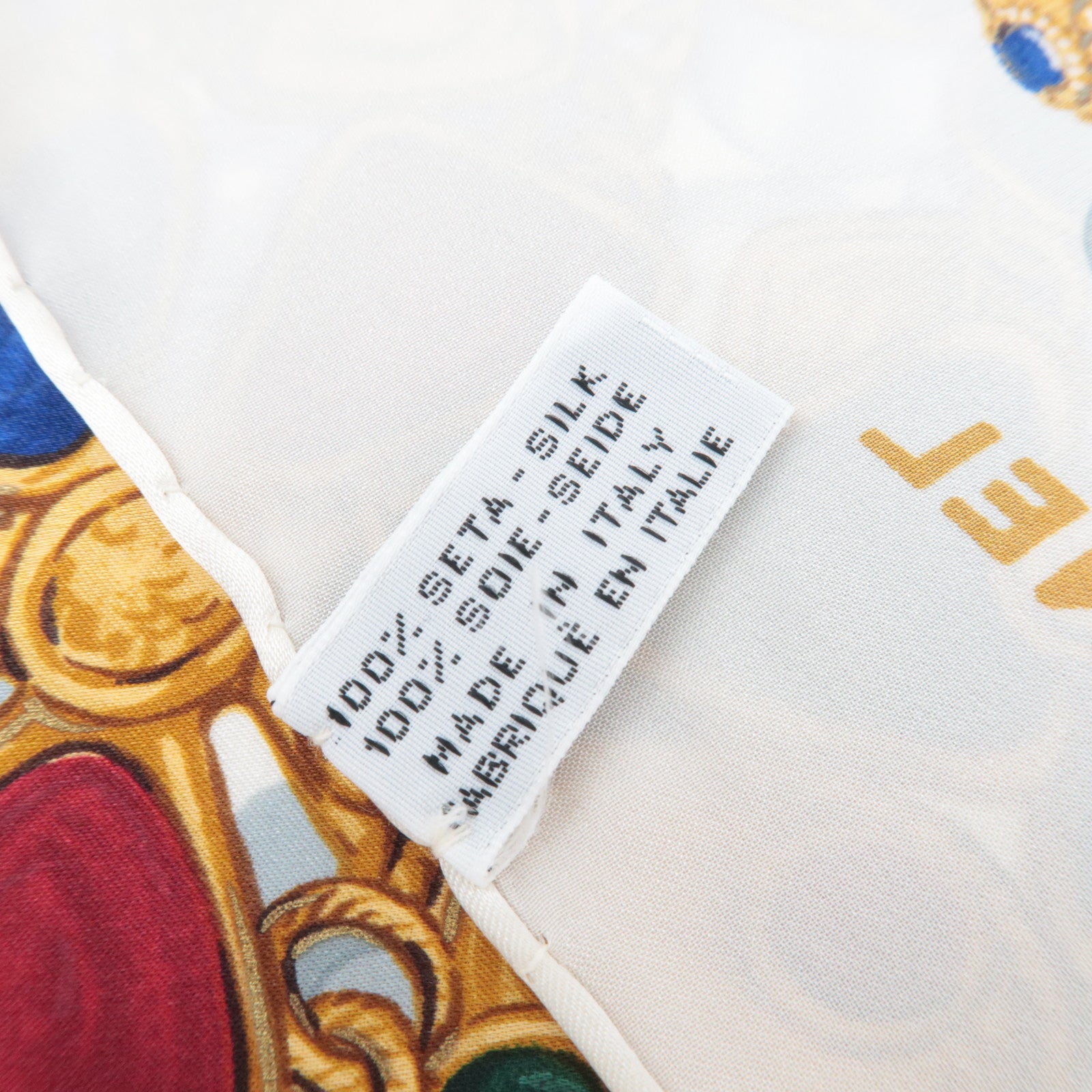 CHANEL Scarf Jewelry Print 100% Silk White *Case