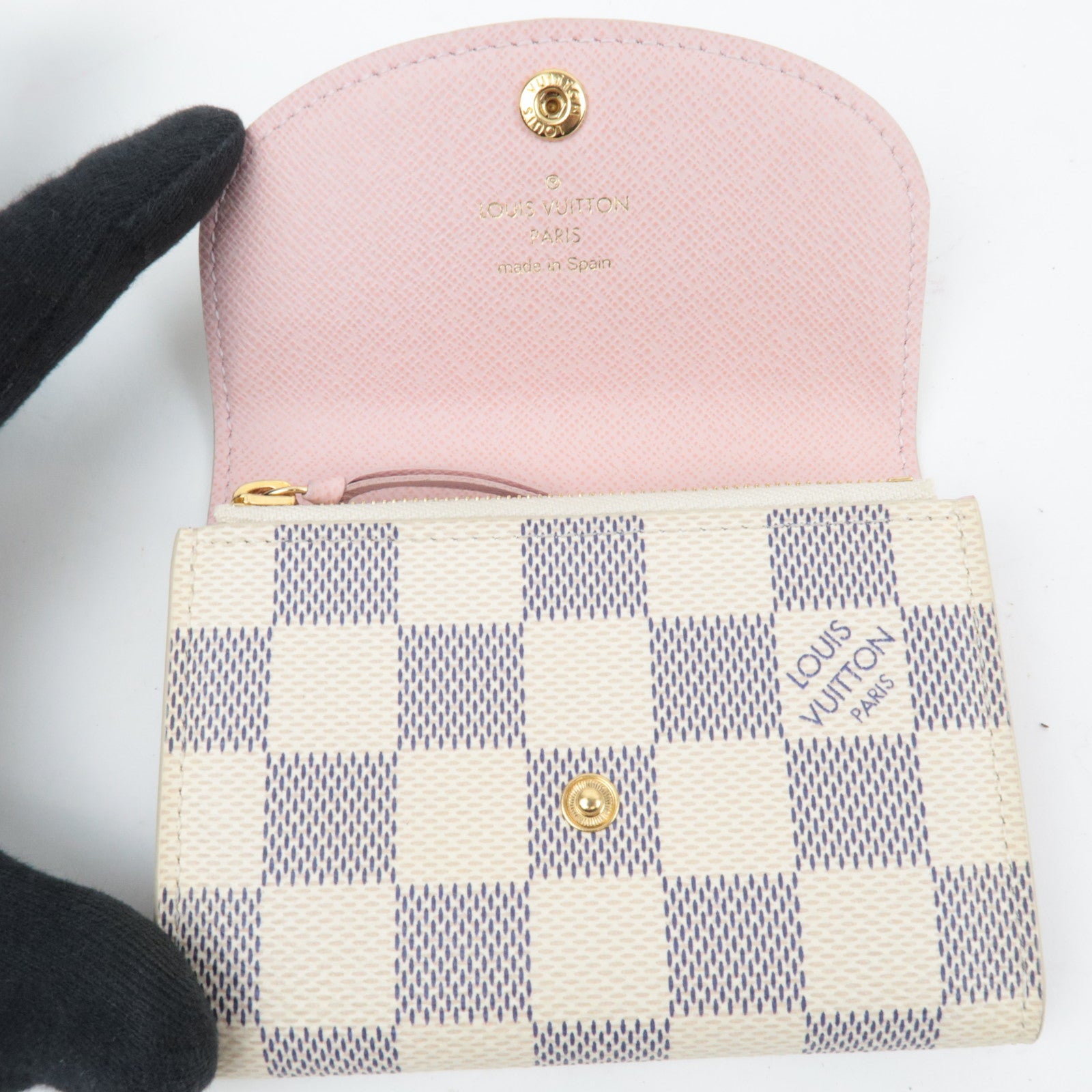 Louis Vuitton Damier Azur Porte Monnaie Rosalie Wallet Rose Ballerine N61276