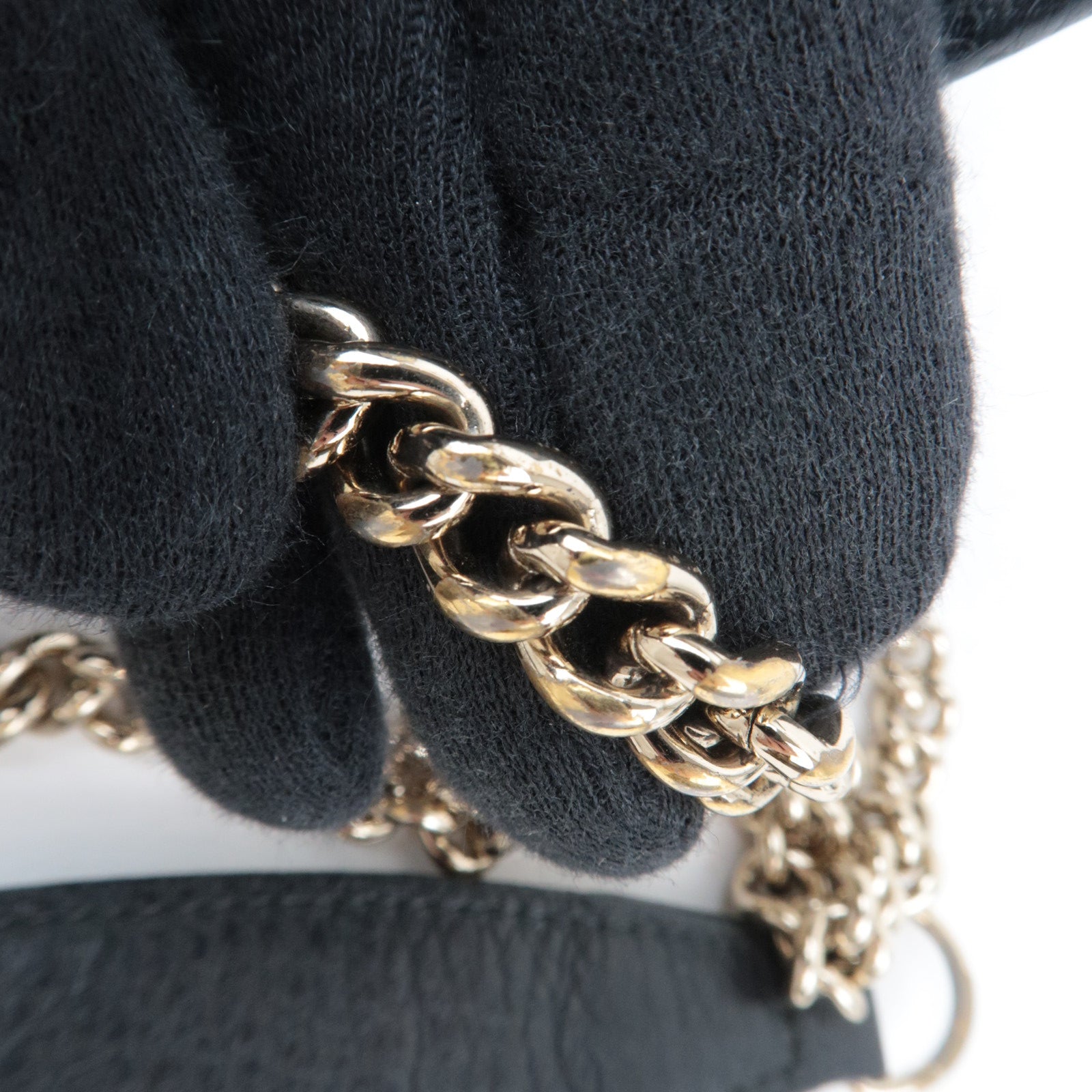 GUCCI Soho Interlocking G Leather Chain Wallet WOC Black 407041 *Box, Dust bag