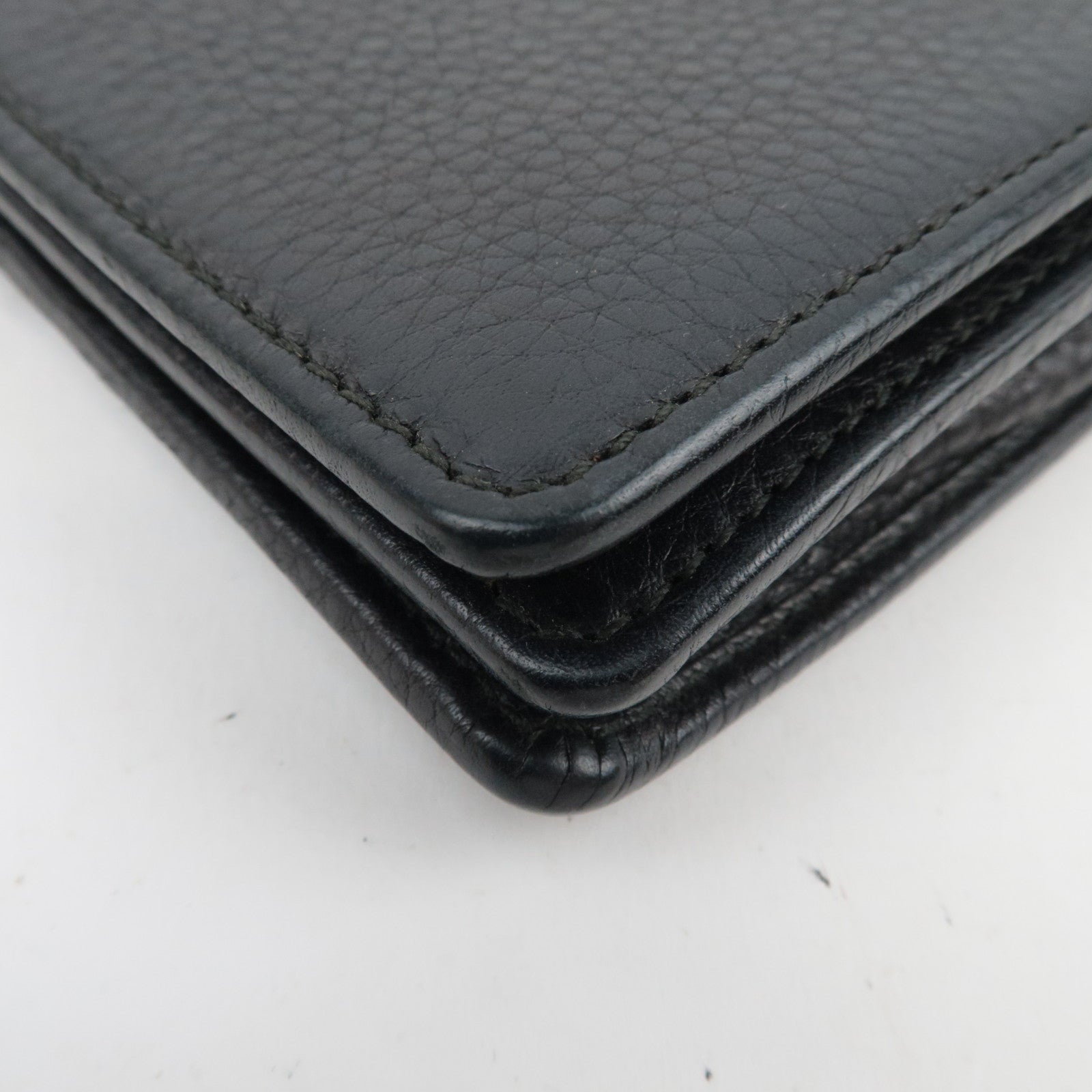 GUCCI Soho Interlocking G Leather Chain Wallet WOC Black 407041 *Box, Dust bag