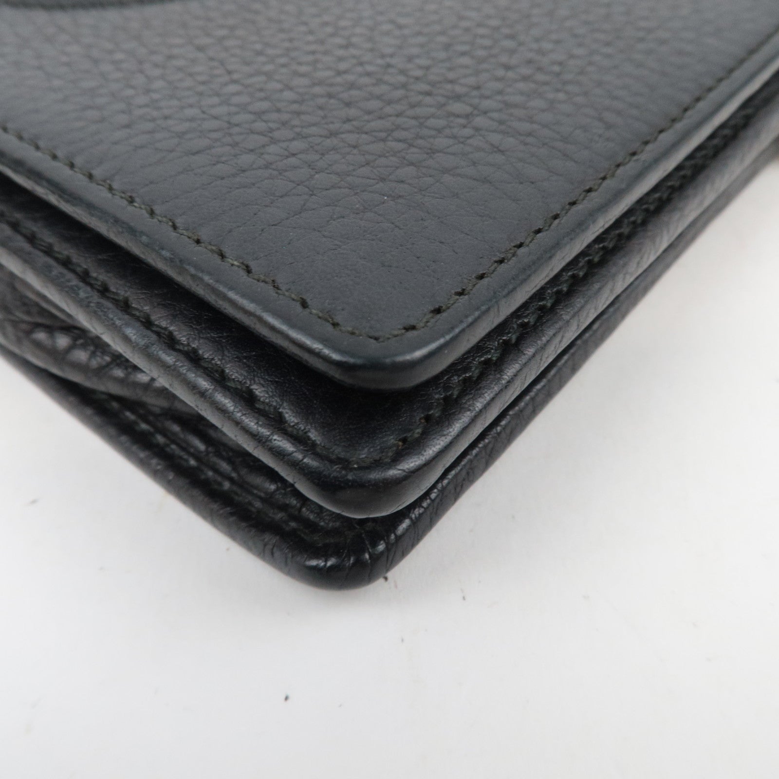 GUCCI Soho Interlocking G Leather Chain Wallet WOC Black 407041 *Box, Dust bag