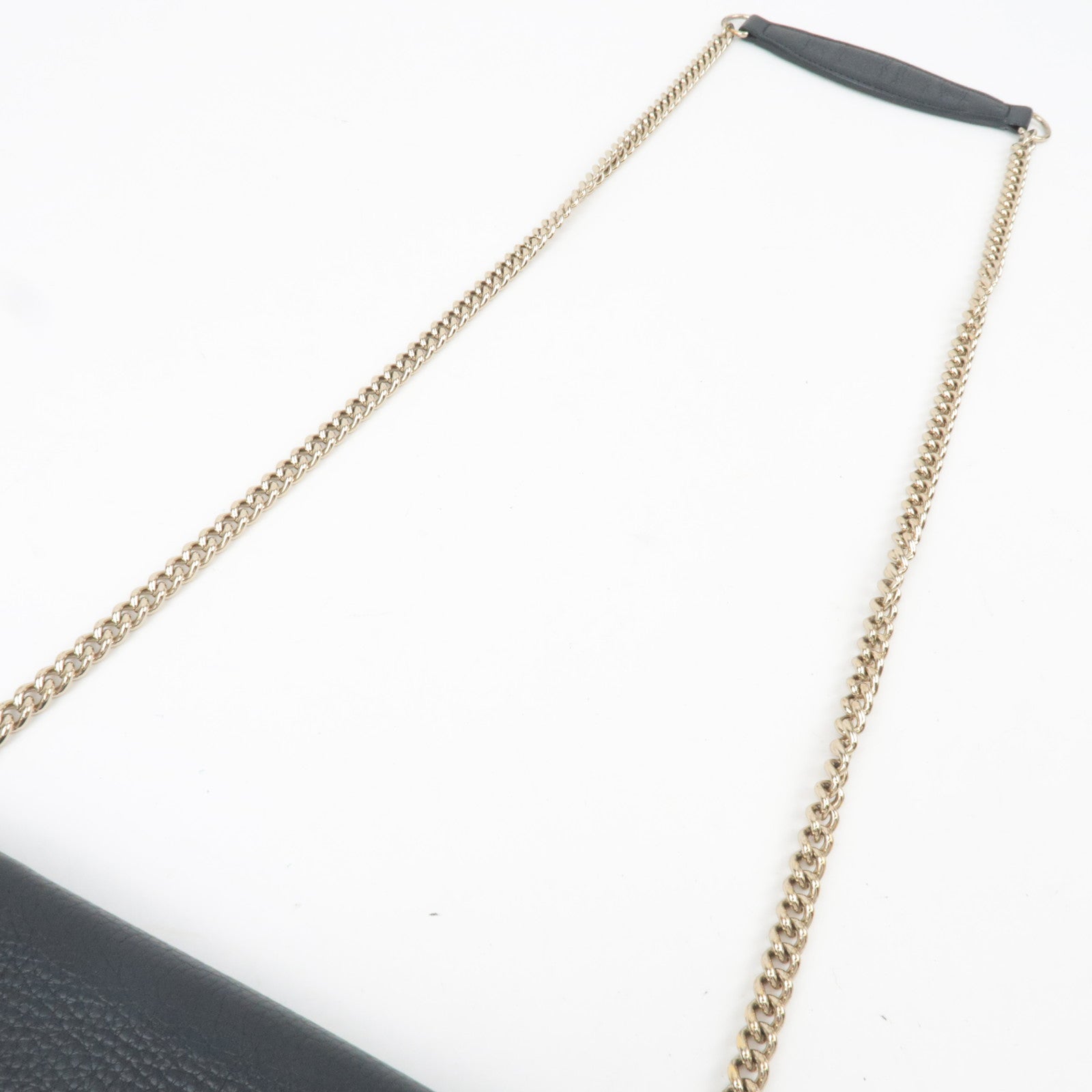 GUCCI Soho Interlocking G Leather Chain Wallet WOC Black 407041 *Box, Dust bag