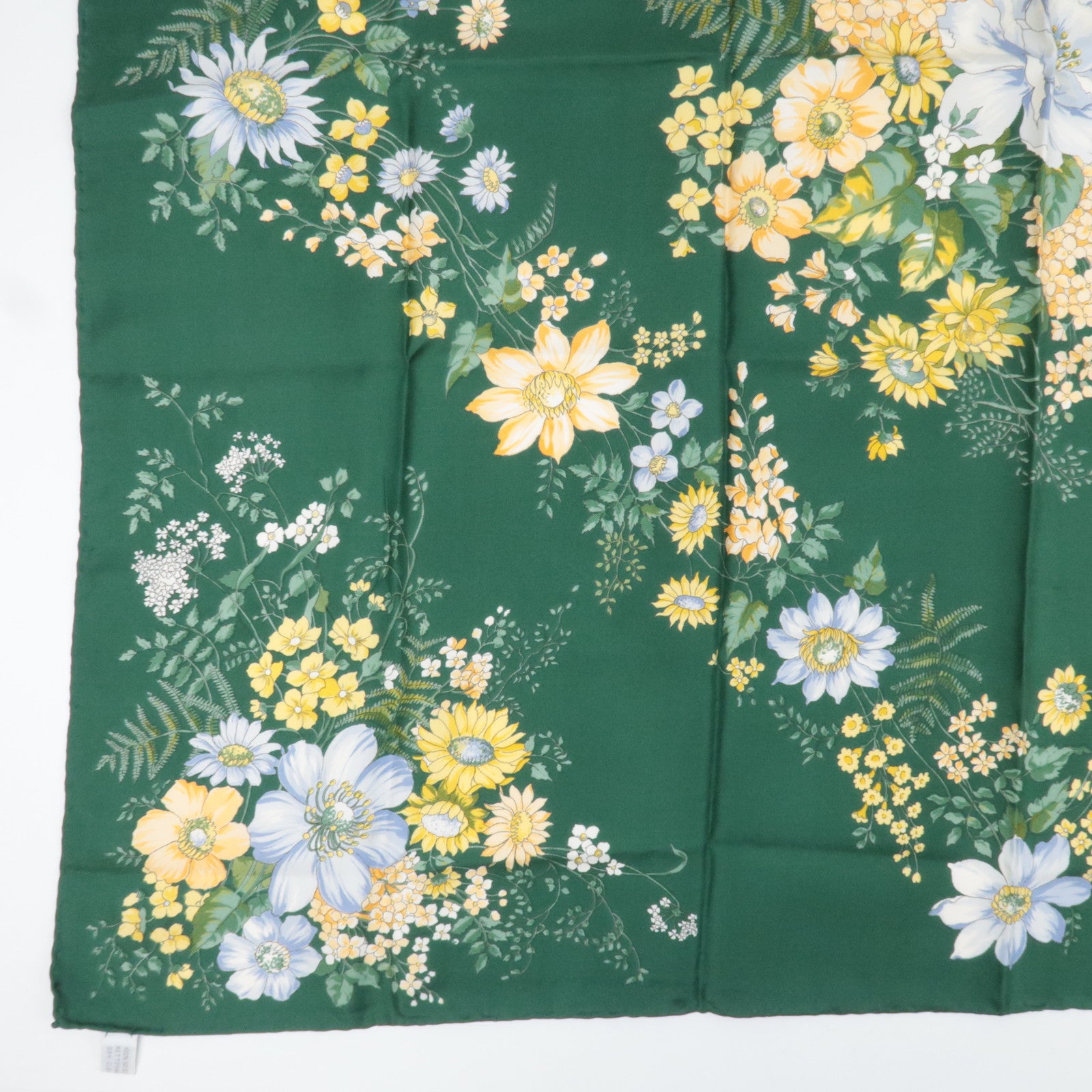 Christian Dior Floral Print Scarf 100% Silk Green
