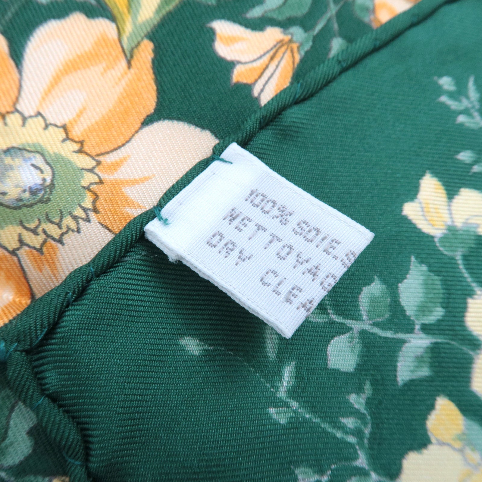 Christian Dior Floral Print Scarf 100% Silk Green