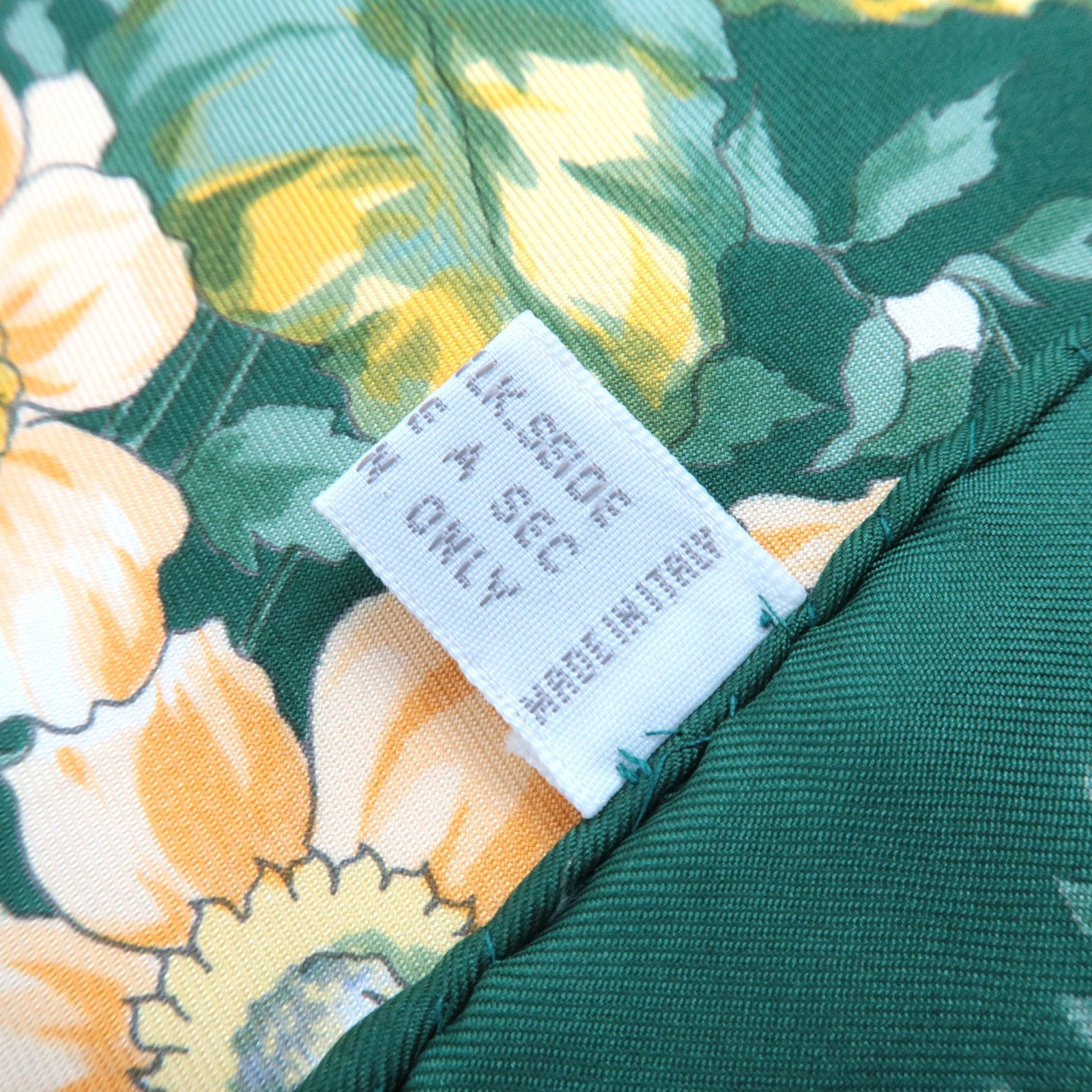 Christian Dior Floral Print Scarf 100% Silk Green