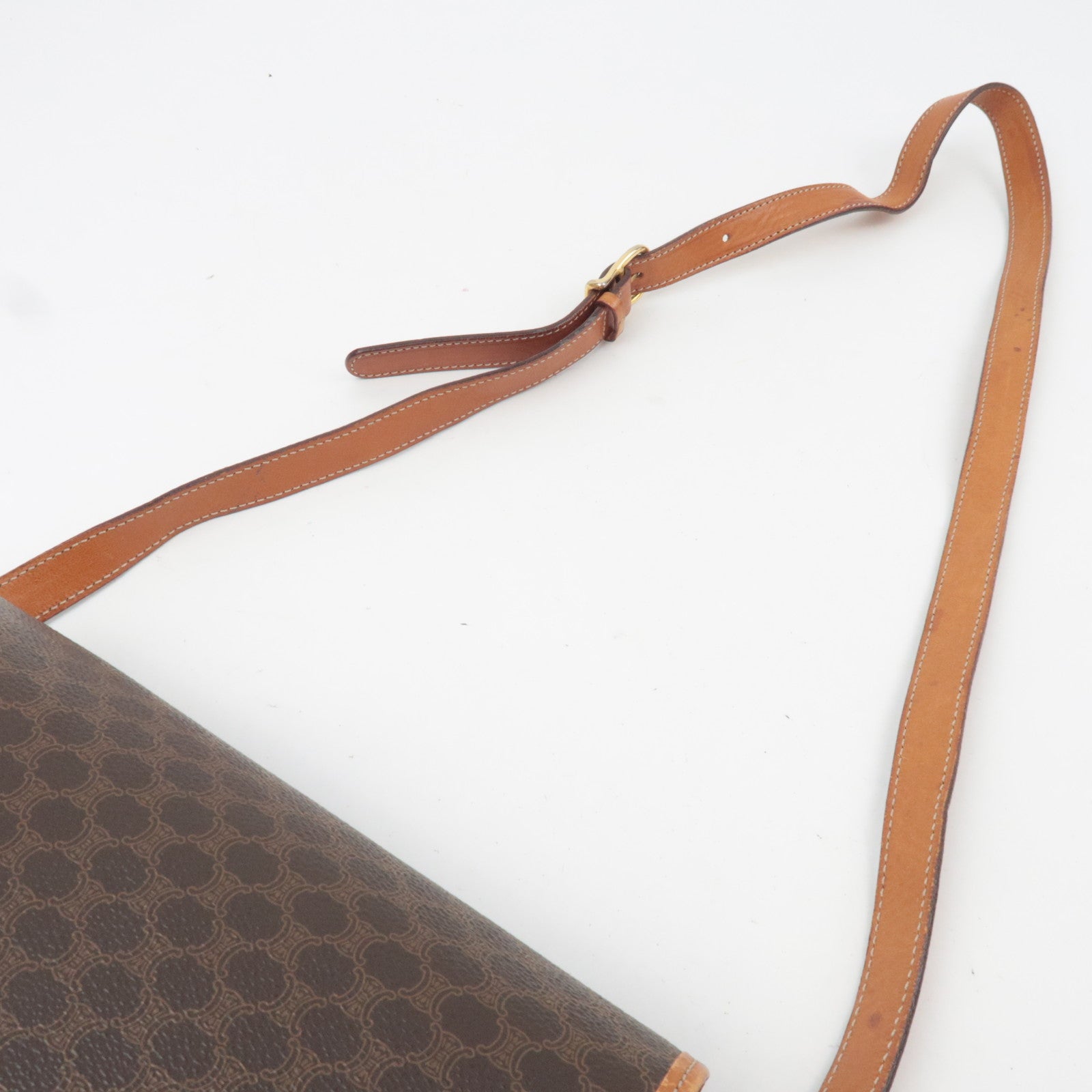 CELINE Macadam PVC Leather Shoulder Bag Brown