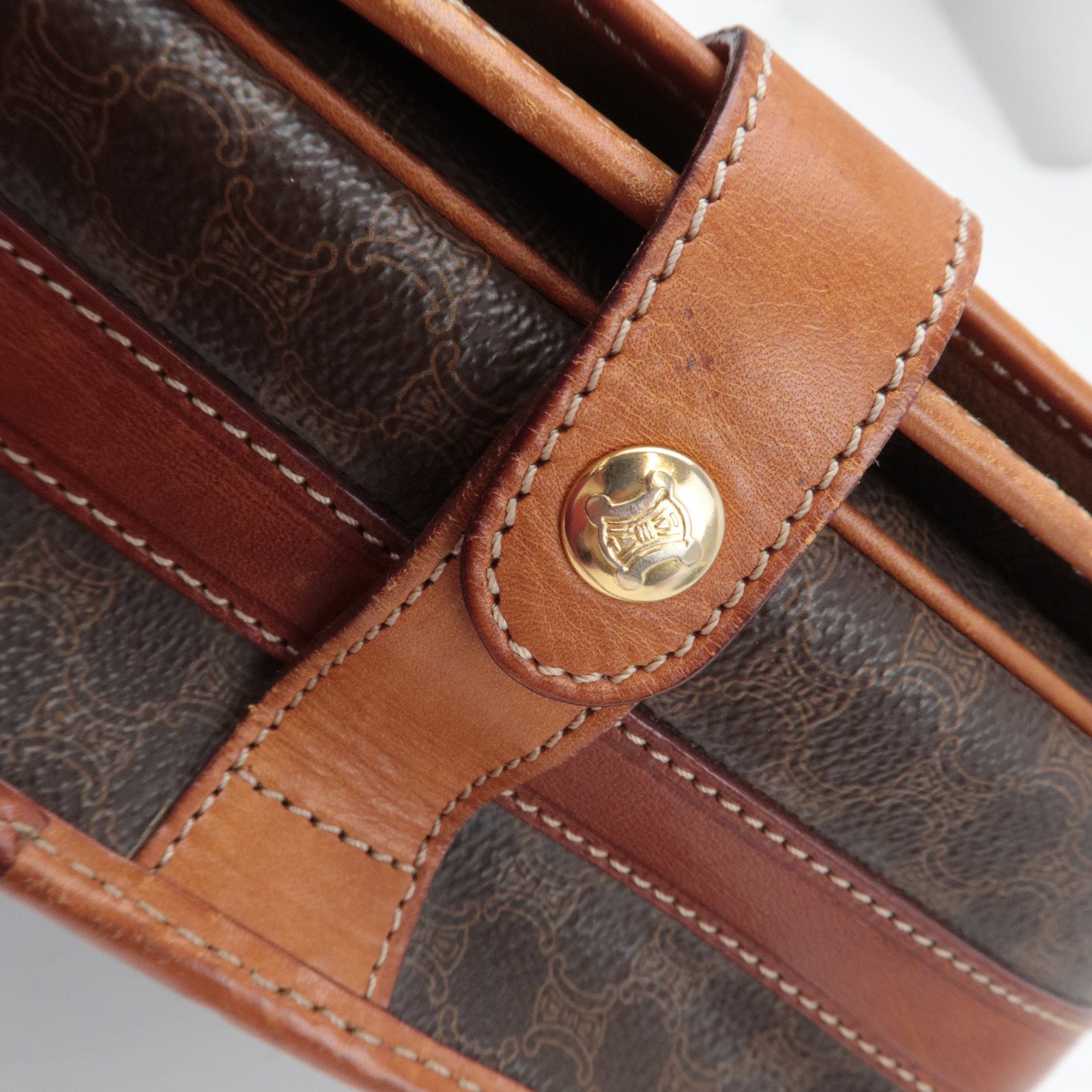 CELINE Macadam PVC Leather Shoulder Bag Brown