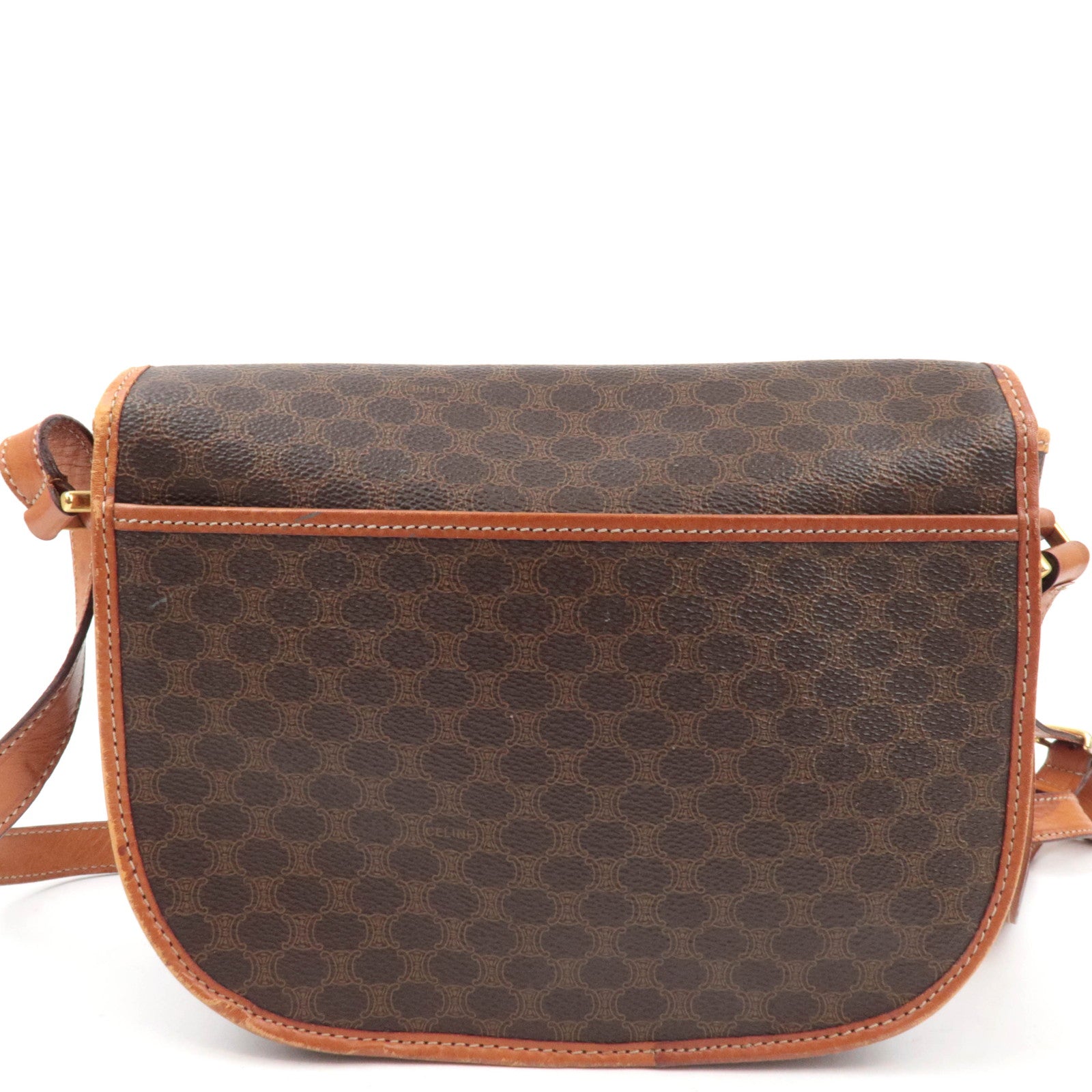 CELINE Macadam PVC Leather Shoulder Bag Brown