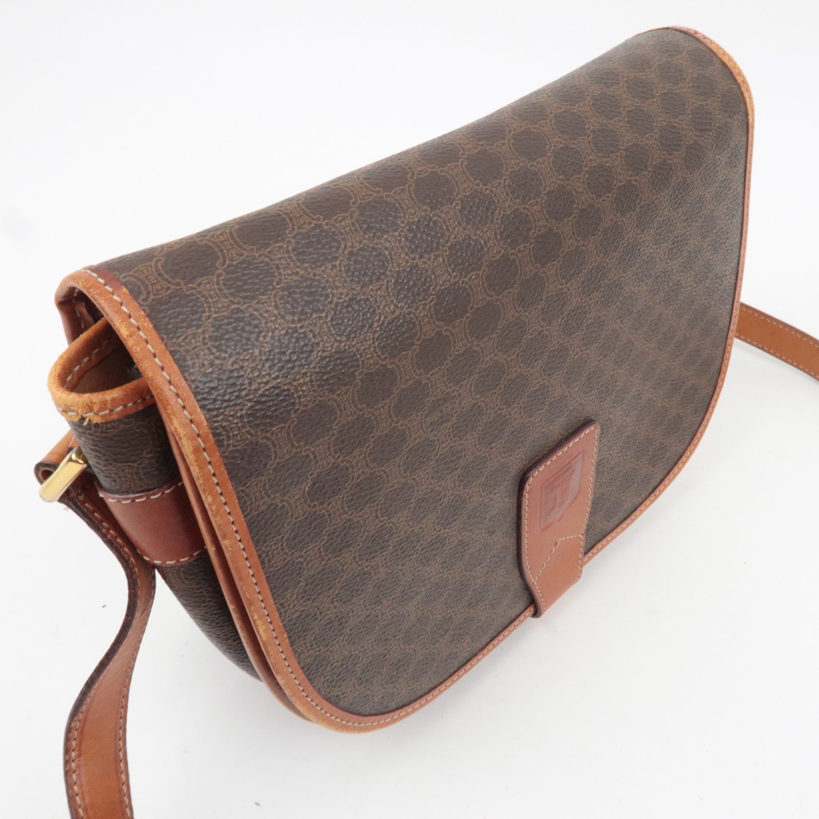 CELINE Macadam PVC Leather Shoulder Bag Brown