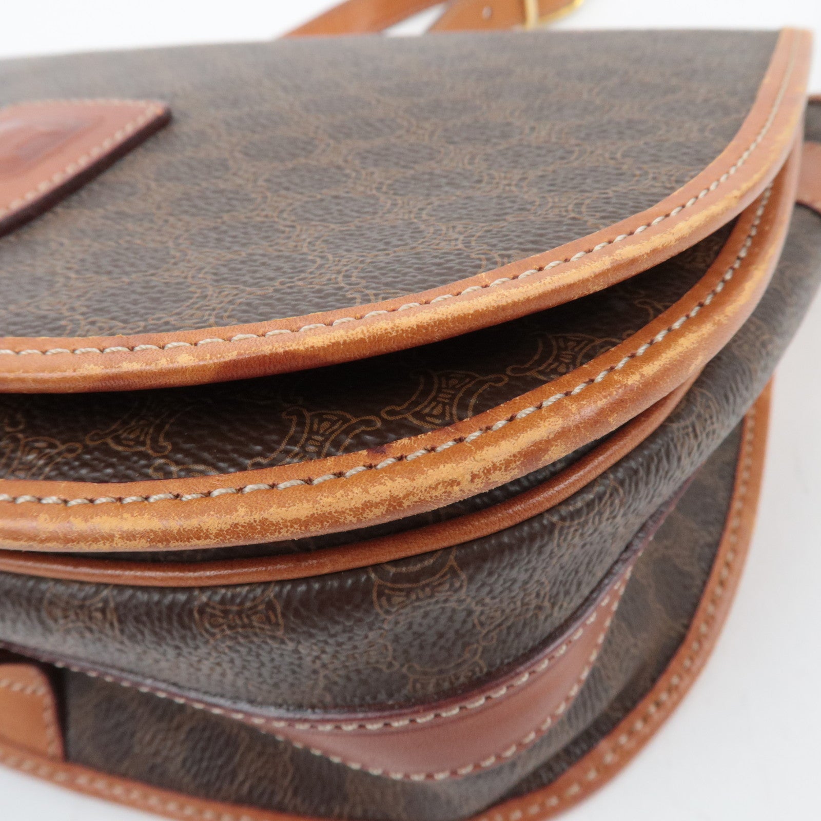 CELINE Macadam PVC Leather Shoulder Bag Brown