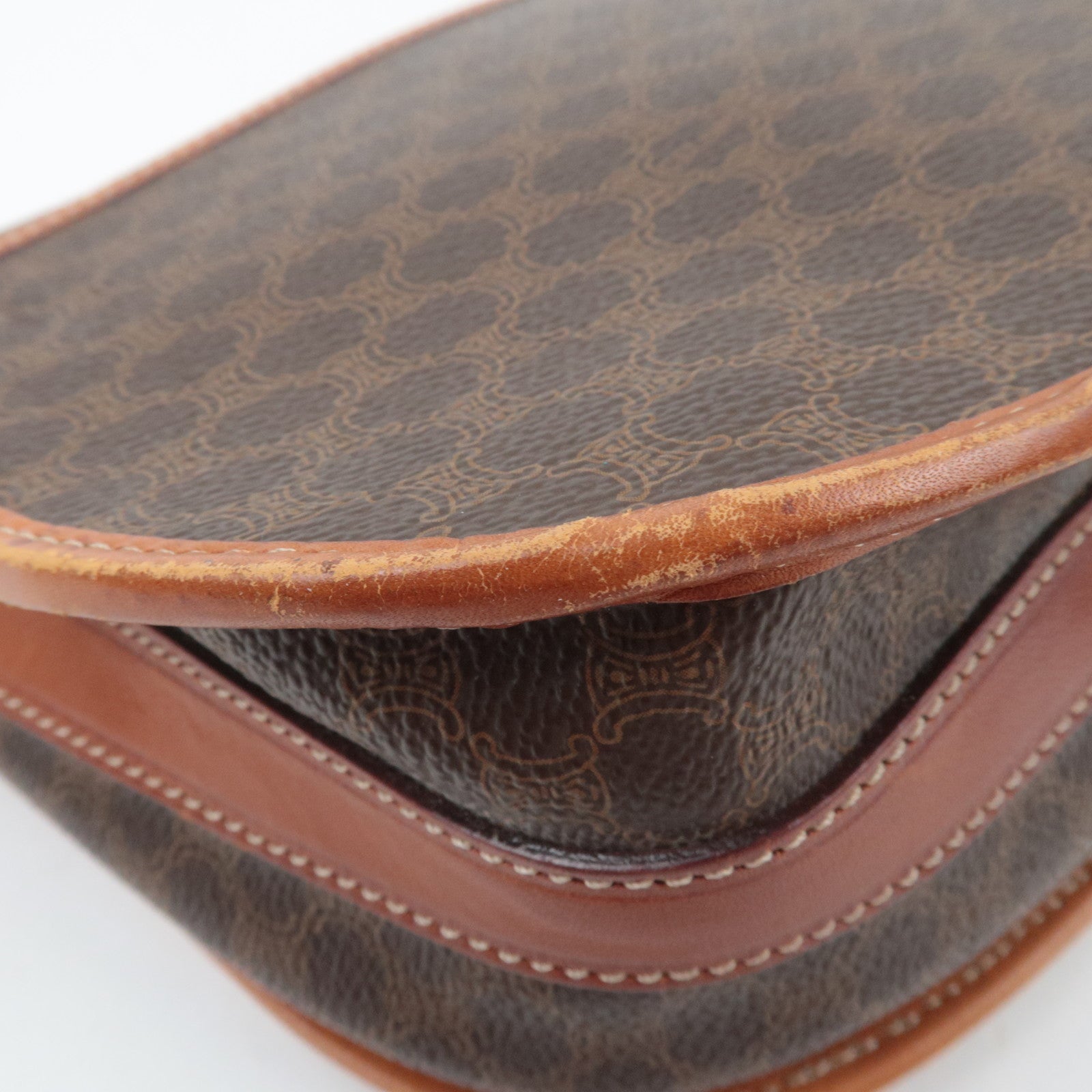 CELINE Macadam PVC Leather Shoulder Bag Brown