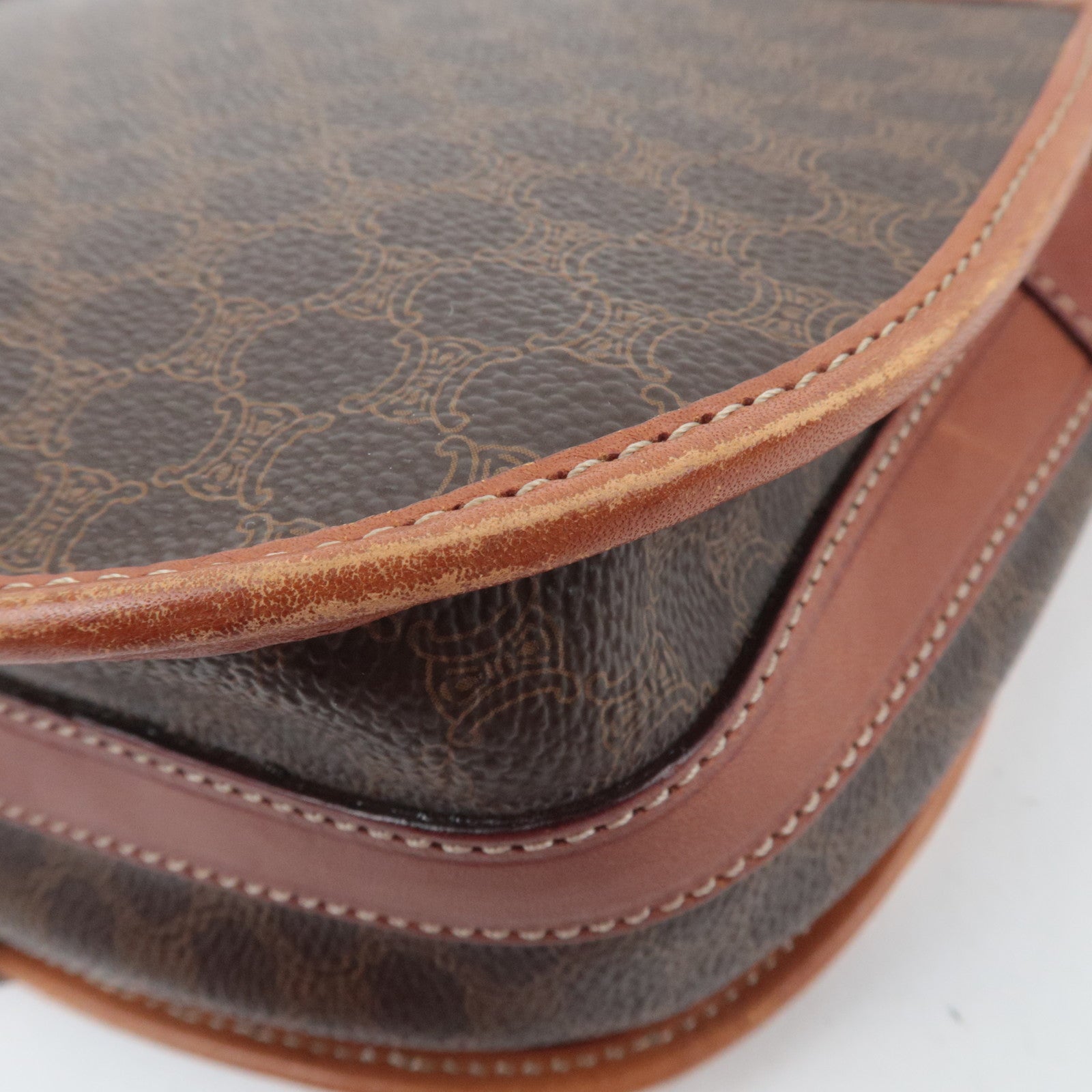 CELINE Macadam PVC Leather Shoulder Bag Brown