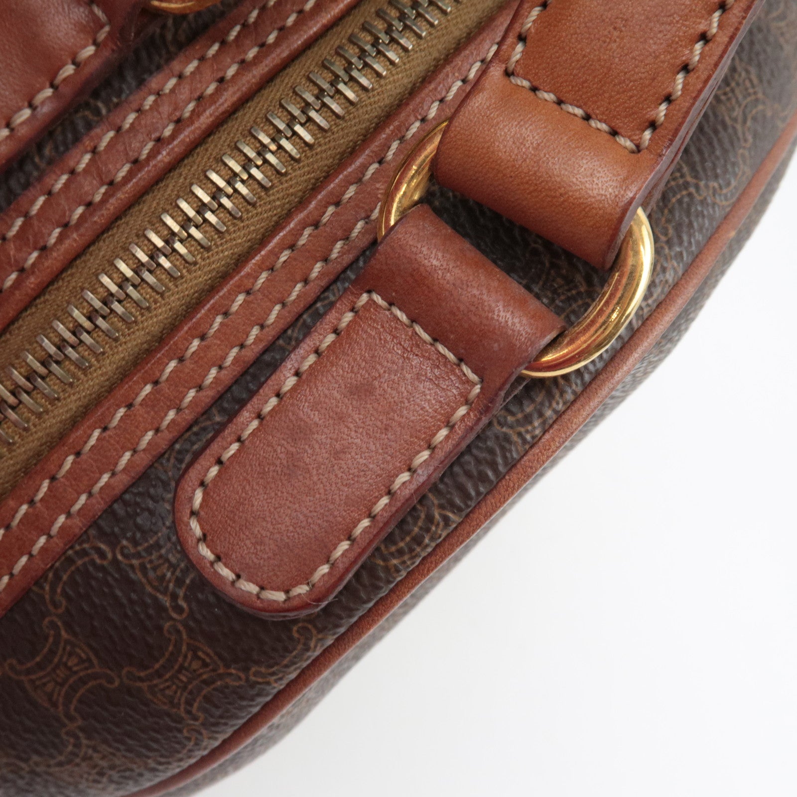 CELINE Macadam PVC Leather Handbag Brown