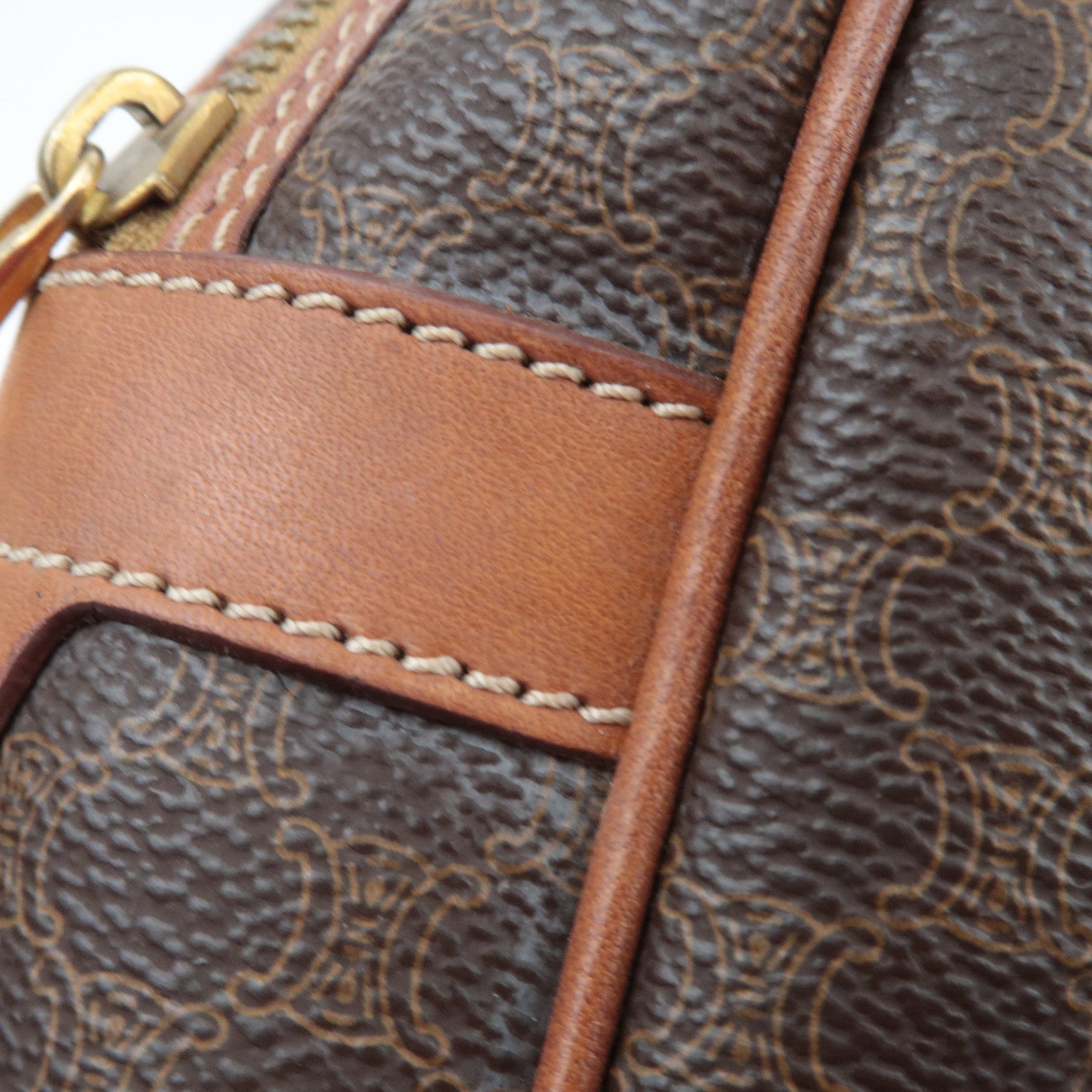CELINE Macadam PVC Leather Handbag Brown