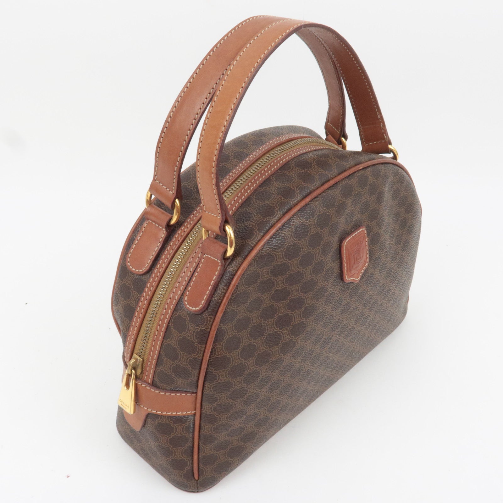 CELINE Macadam PVC Leather Handbag Brown