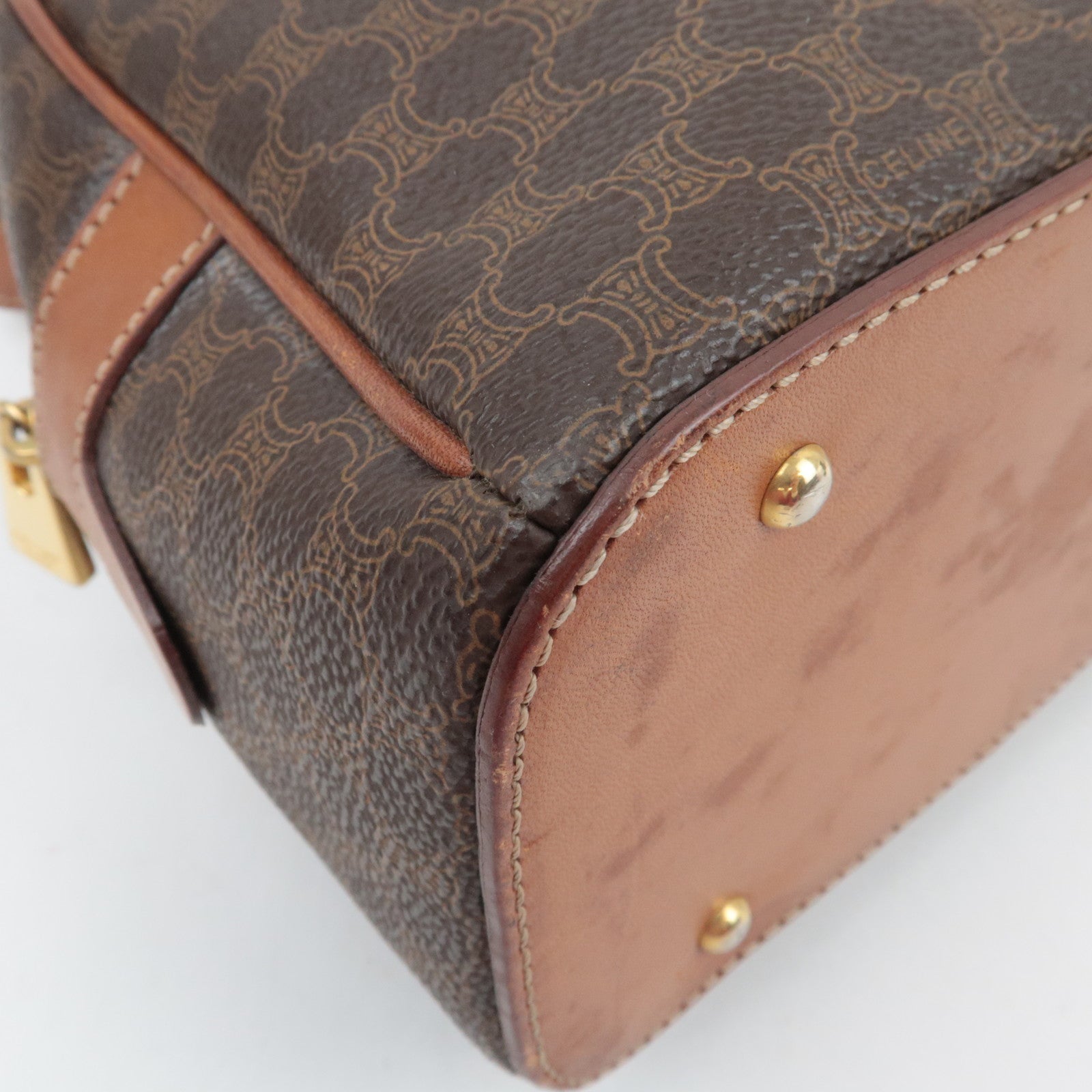 CELINE Macadam PVC Leather Handbag Brown