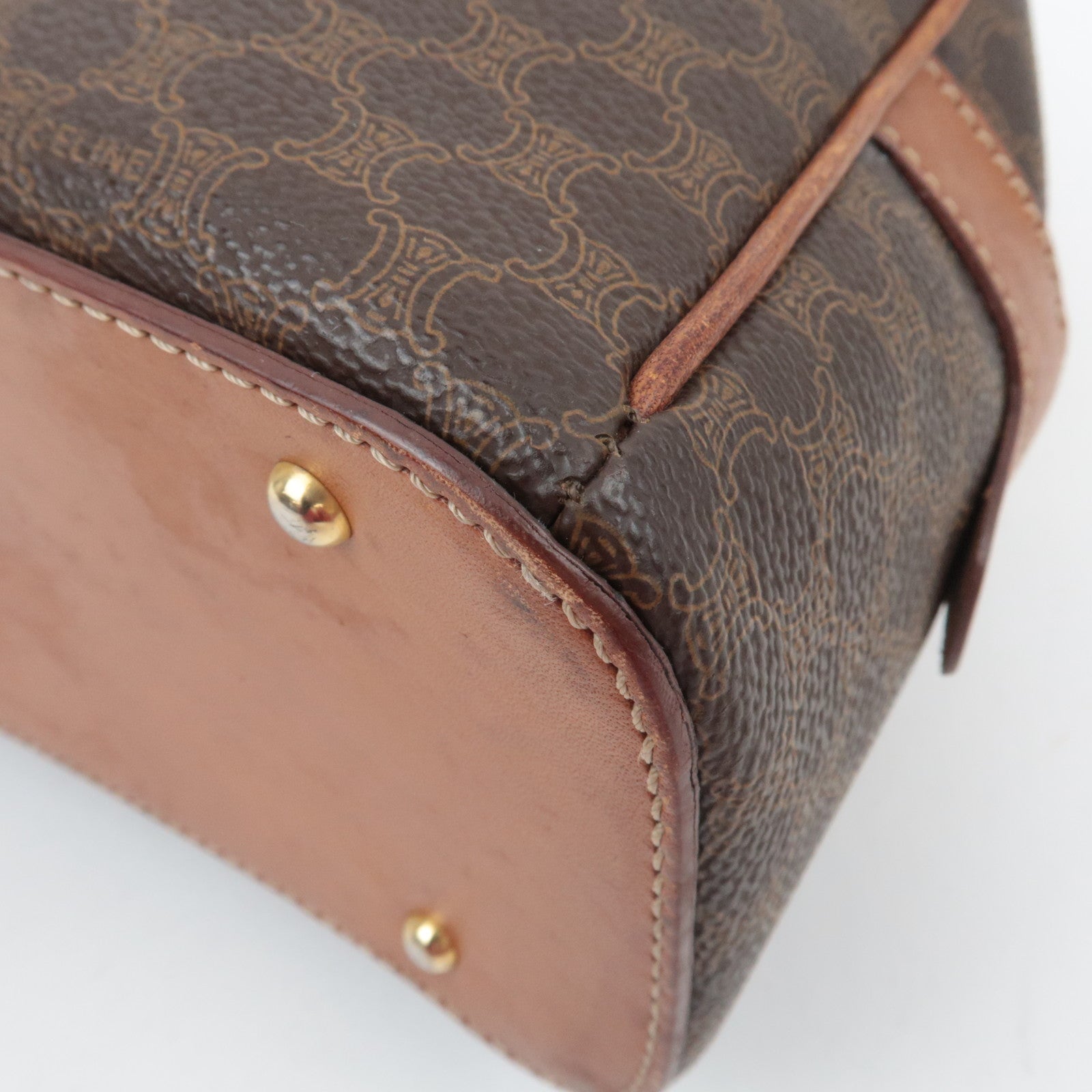CELINE Macadam PVC Leather Handbag Brown