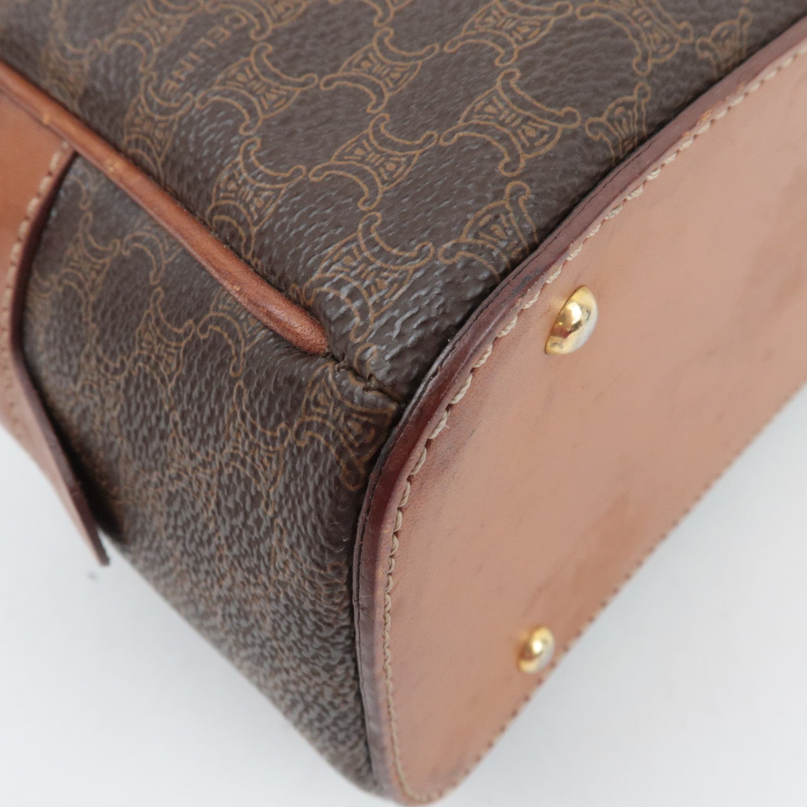 CELINE Macadam PVC Leather Handbag Brown