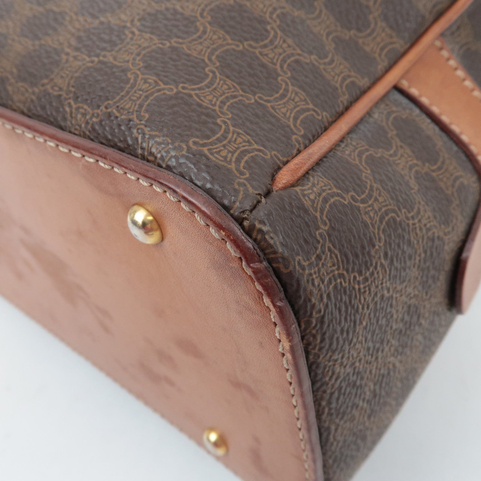 CELINE Macadam PVC Leather Handbag Brown